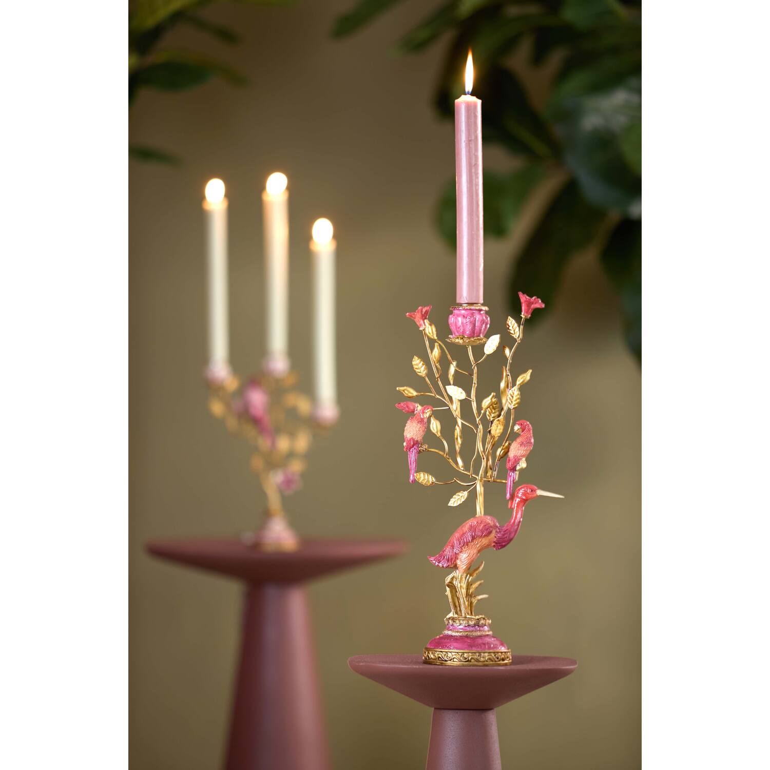 Candle stick 22x11x44 cm HERON burgundy+bronze