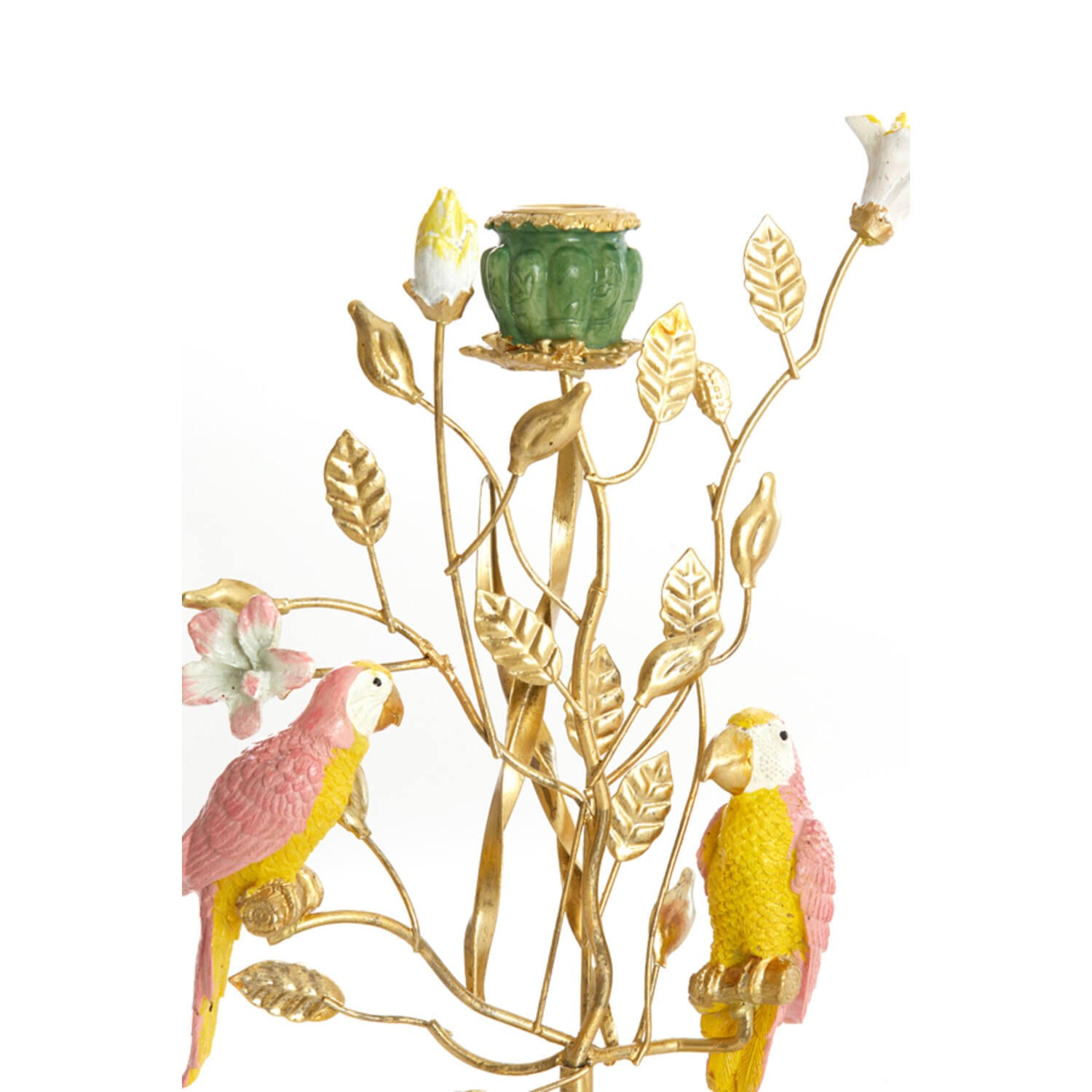 Candle stick 16,5x9x32,5 cm PAJARO green-yellow+bronze