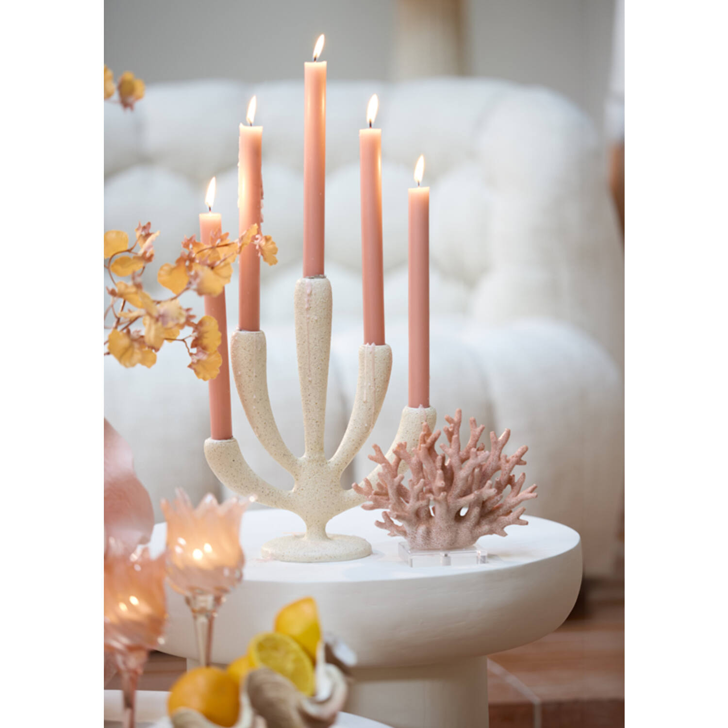 Candle stick 5L 25x11,5x28,5 cm POLINO matt cream