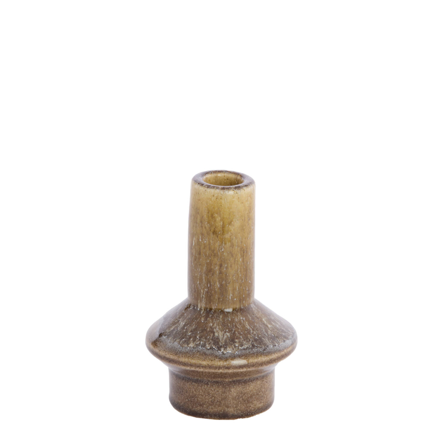 Candle stick Ø10x15,5 cm BURANO ceramics ocher y-olive green