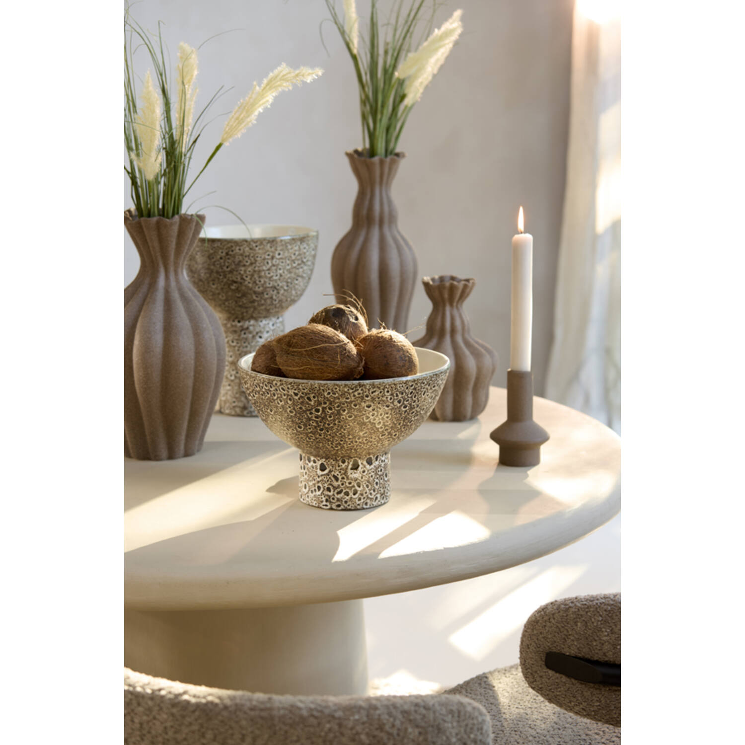 Candle stick Ø10x15,5 cm BURANO ceramics matt brown