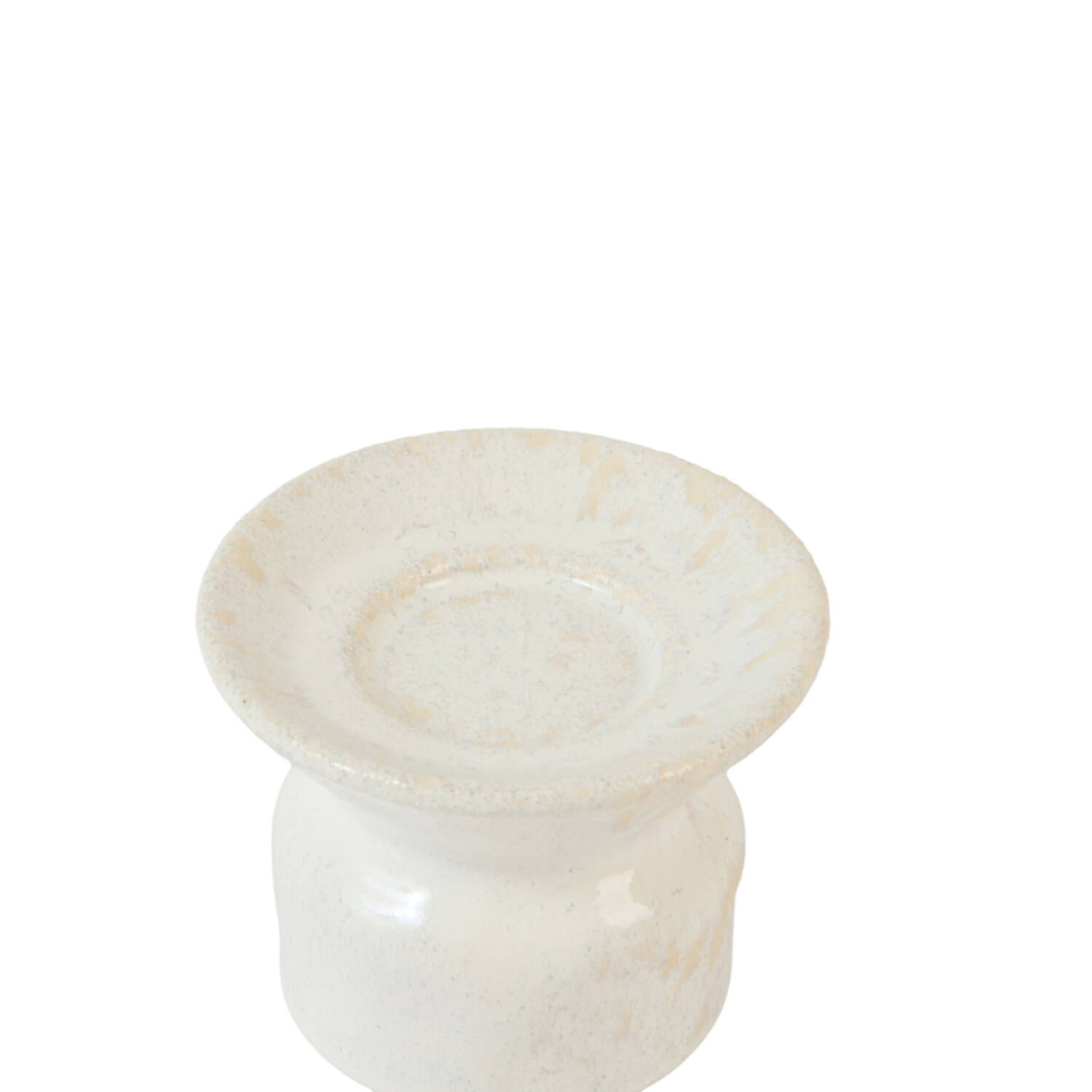 Candle holder Ø12x9 cm ATRANI ceramics shiny cream