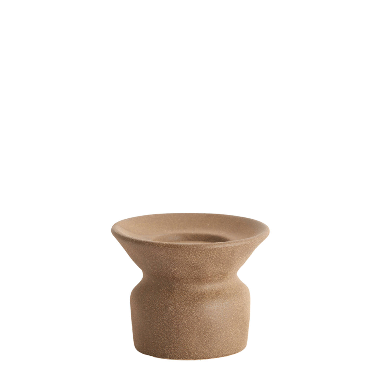 Kandelaar Ø12x9 cm ATRANI keramiek mat bruin