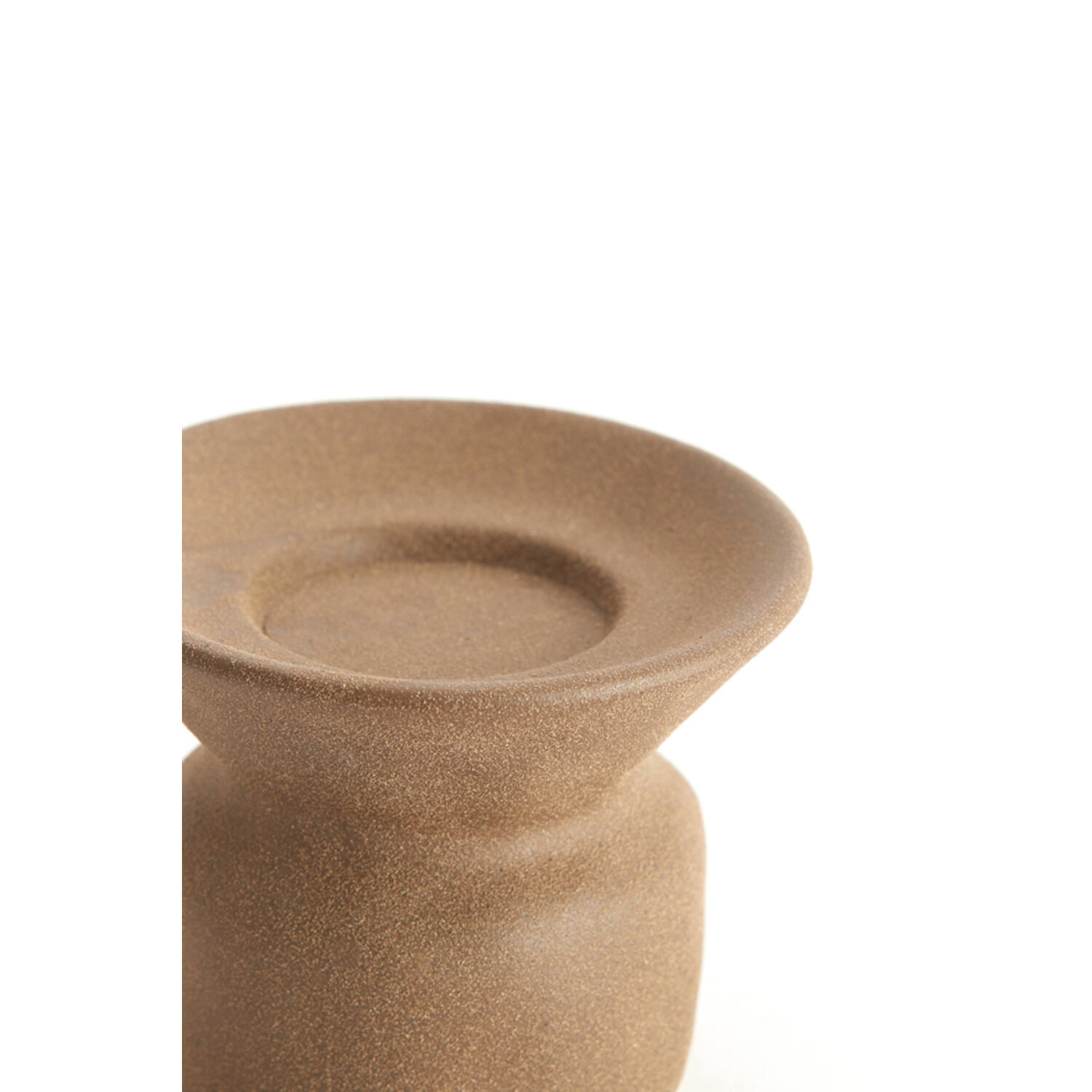 Kandelaar Ø12x9 cm ATRANI keramiek mat bruin