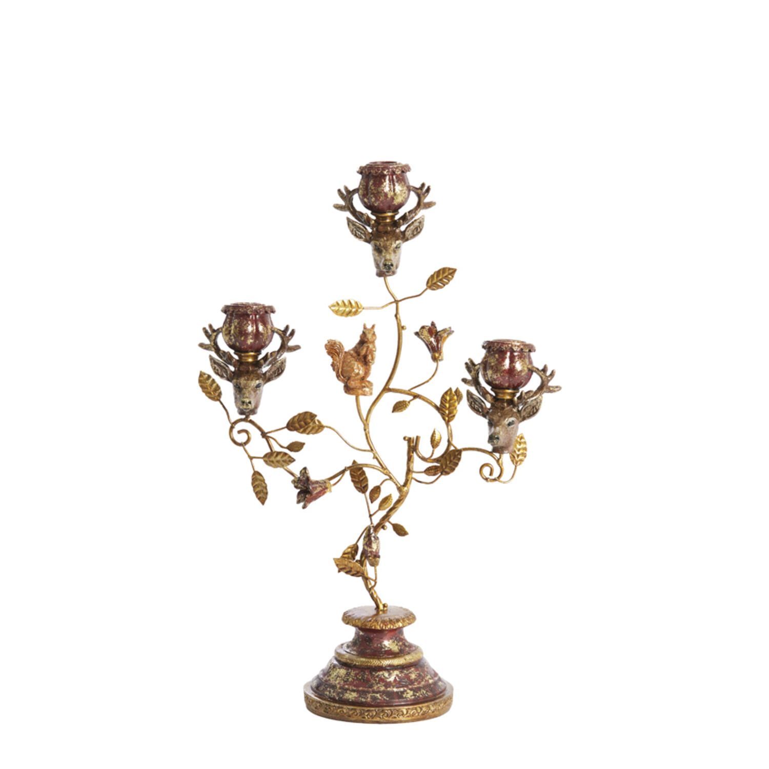 Candle stick 3L 29,5x12,5x44 cm SORYN burgundy+brown+gold