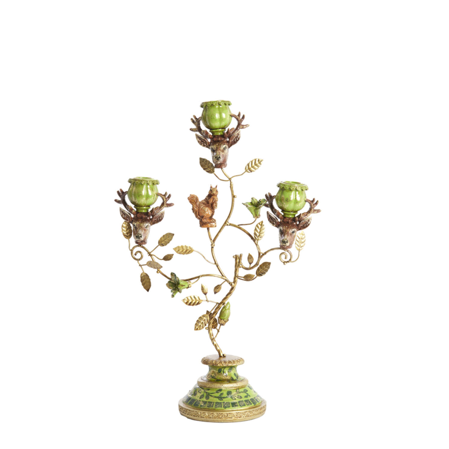 Candle stick 3L 29,5x12,5x44 cm SORYN green+brown+gold