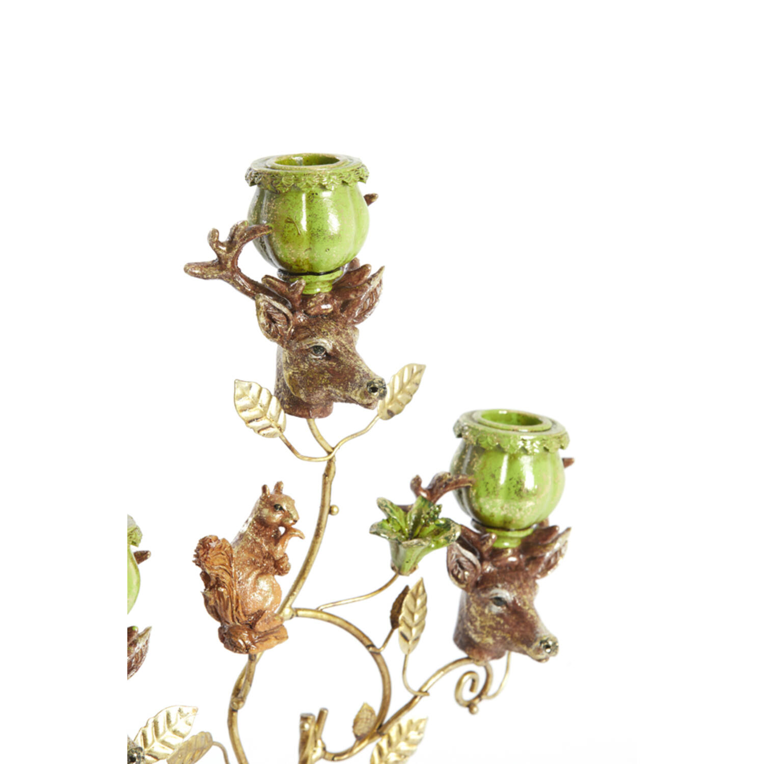 Candle stick 3L 29,5x12,5x44 cm SORYN green+brown+gold