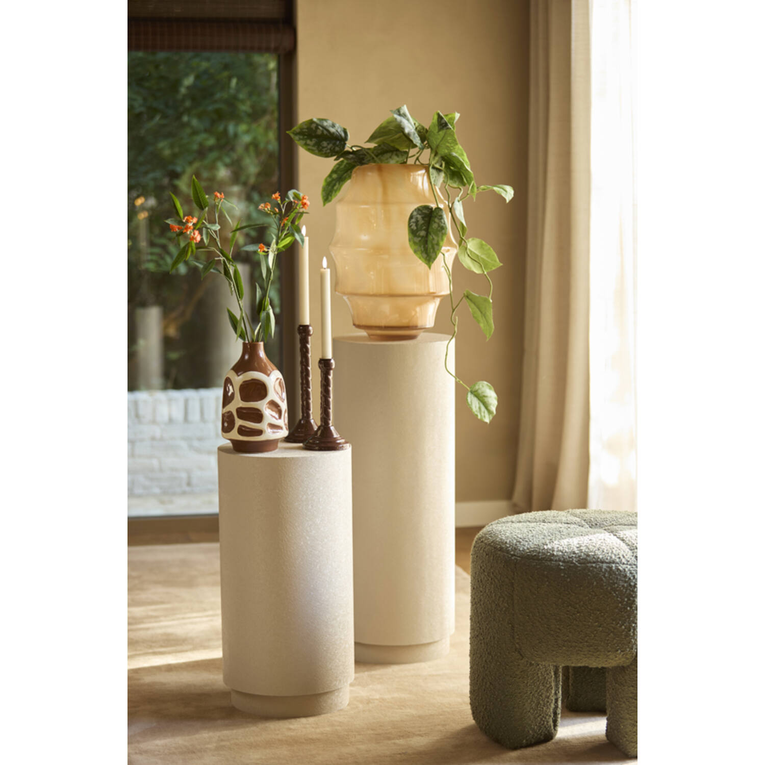 Candle stick Ø10x21 cm NALEIRA dark brown