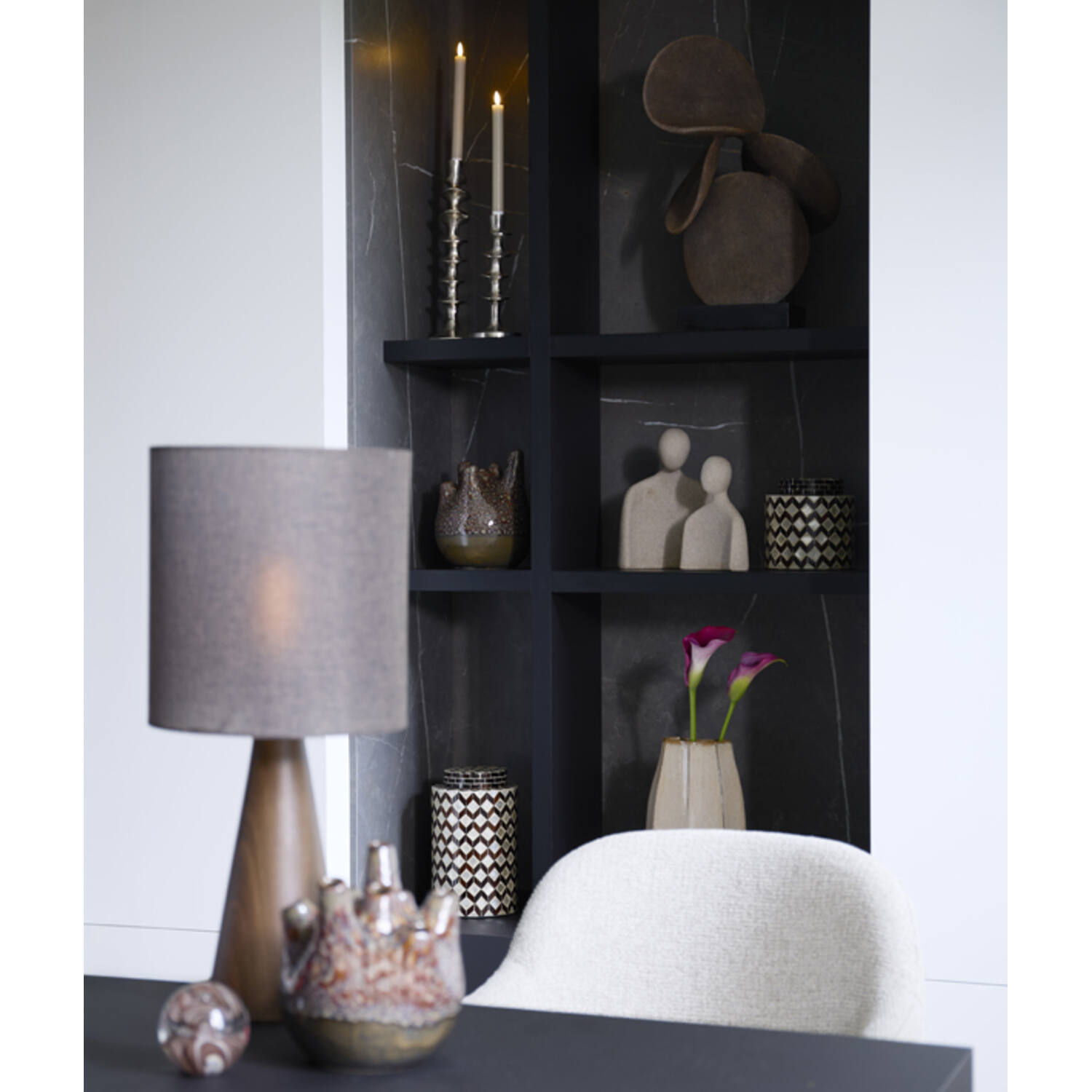 Candle stick Ø12x37 cm ZIREYA raw nickel