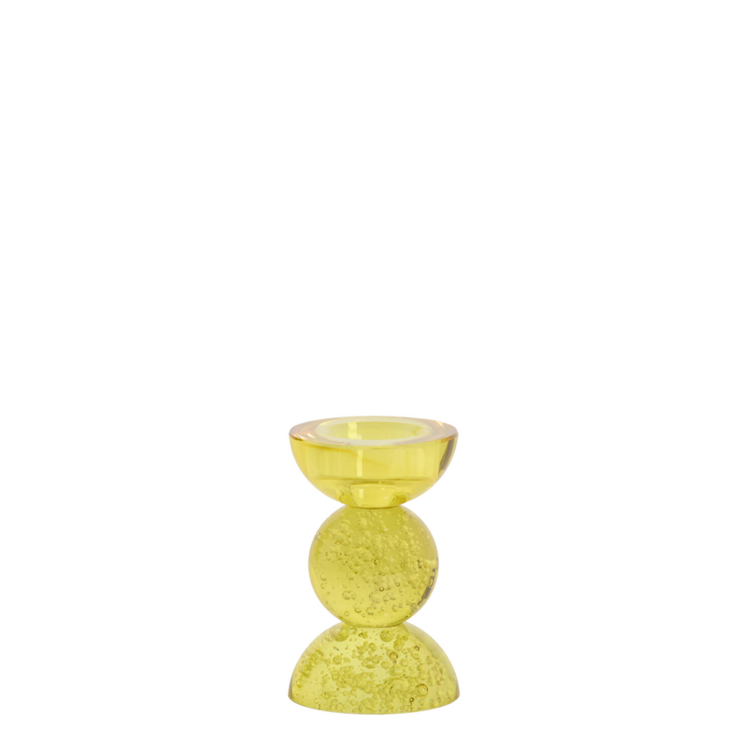 Candle stick Ø8x12 cm ITINGA glass bubble yellow