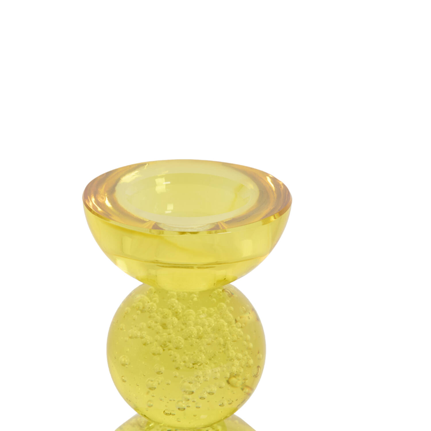 Candle stick Ø8x12 cm ITINGA glass bubble yellow