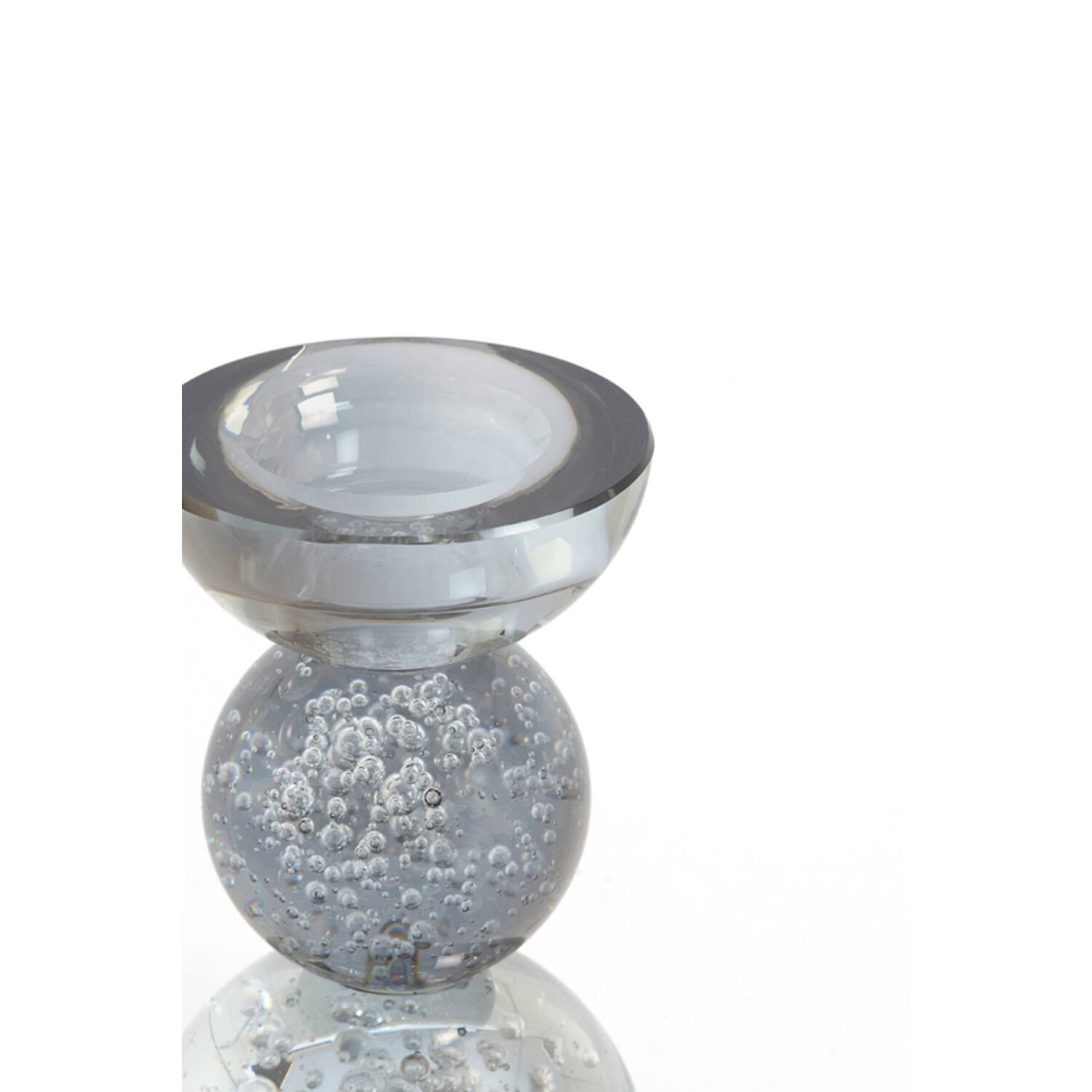 Candle stick Ø8x12 cm ITINGA glass bubble smoke
