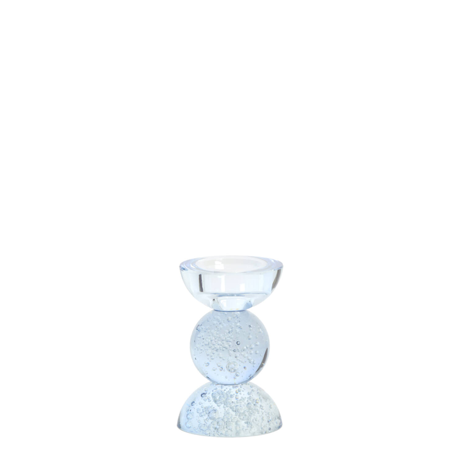 Candle stick Ø8x12 cm ITINGA glass bubble light blue