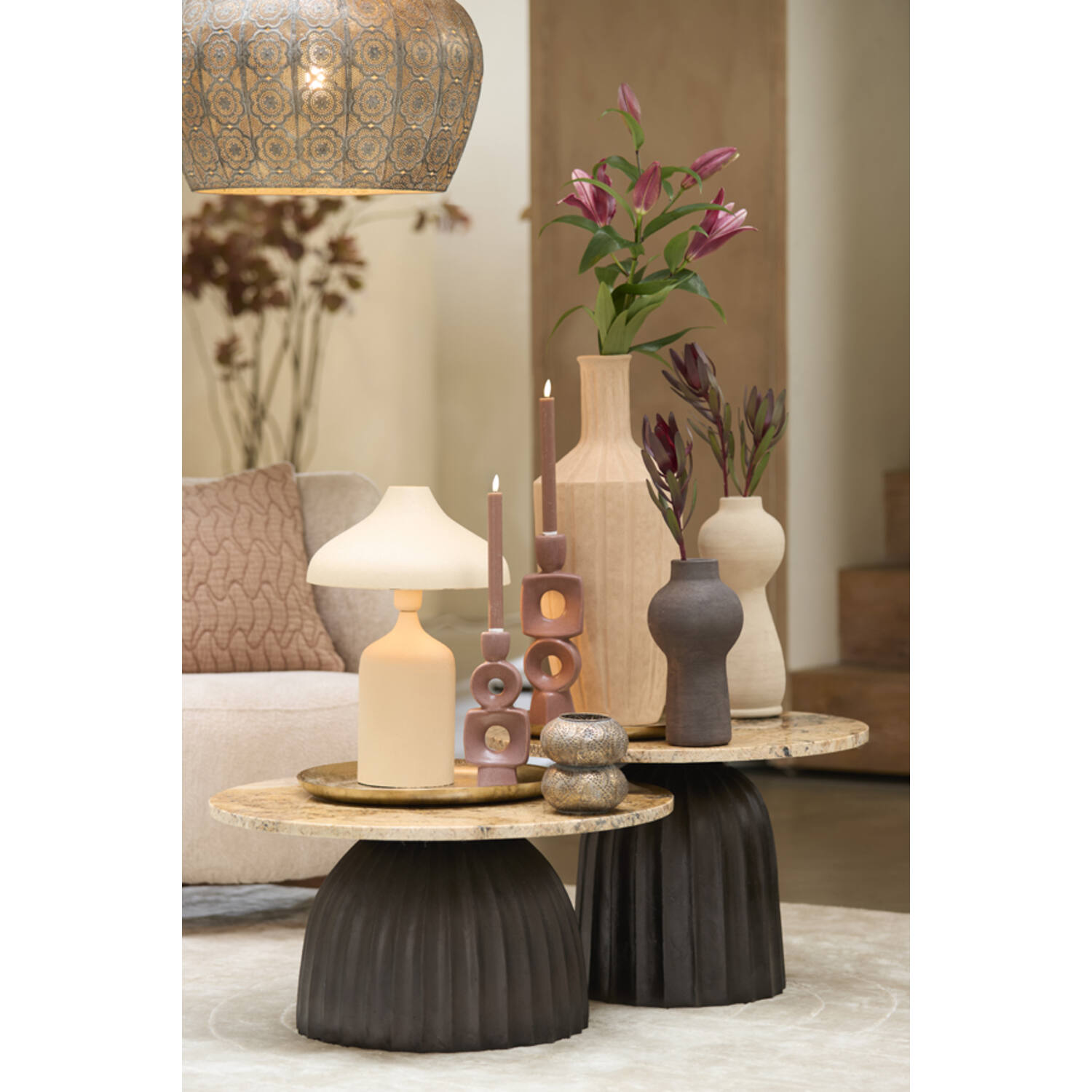Candle stick 9,5x7x31 cm PICAR terra-brown