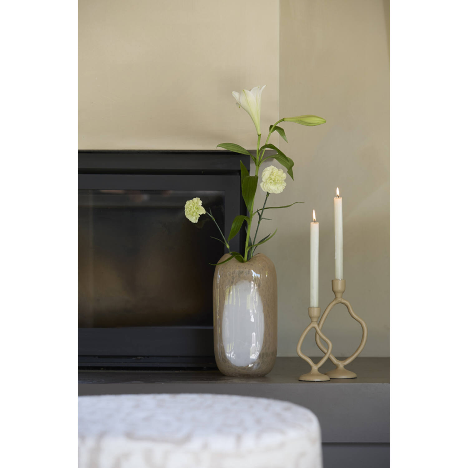 Candle stick 9,5x8x18,5 cm JEZRA sand
