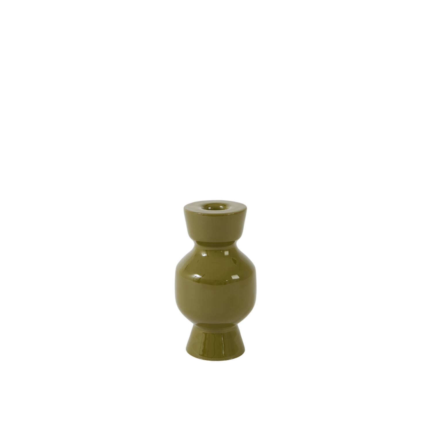 Candle stick Ø8x15 cm ROAS shiny olive green