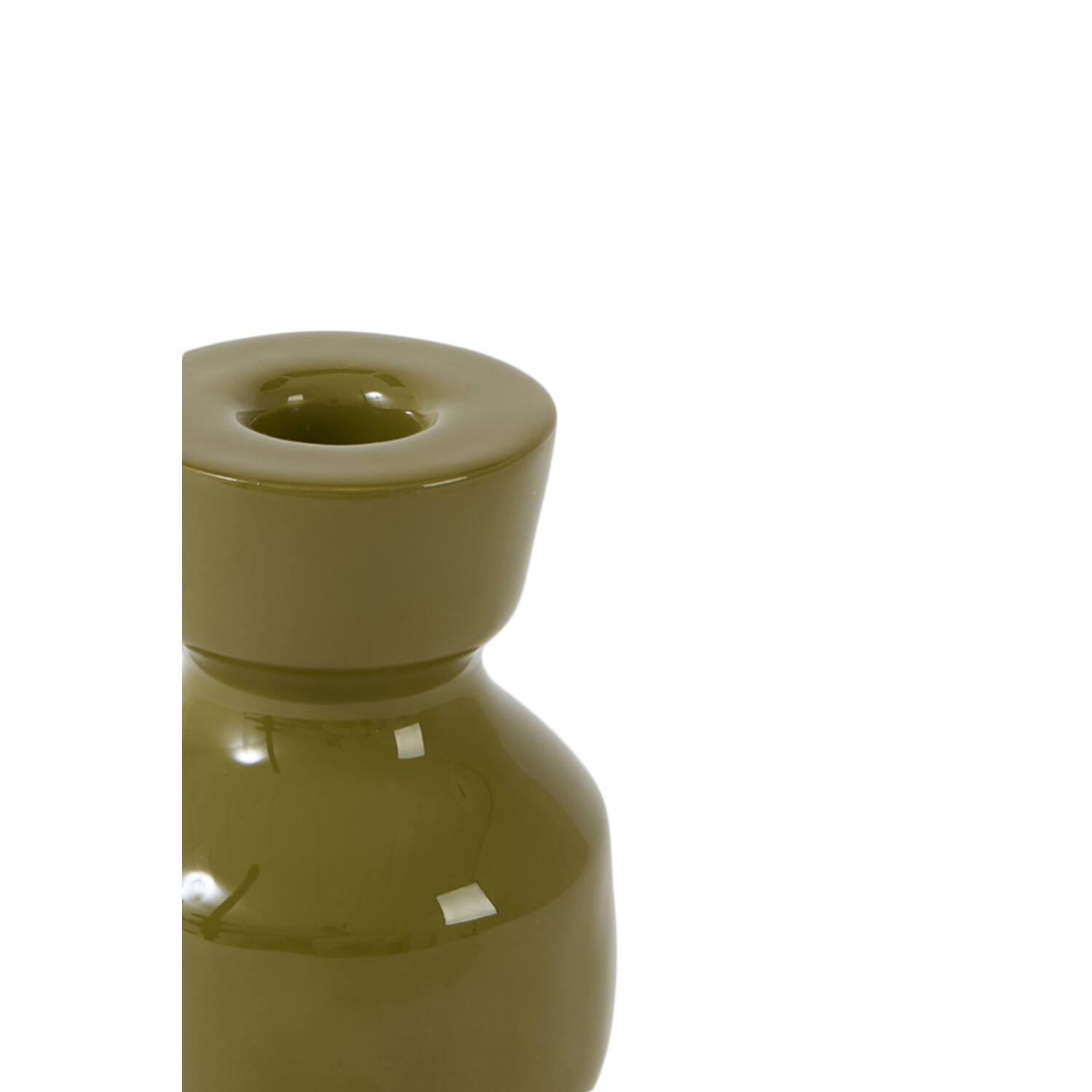 Candle stick Ø8x15 cm ROAS shiny olive green