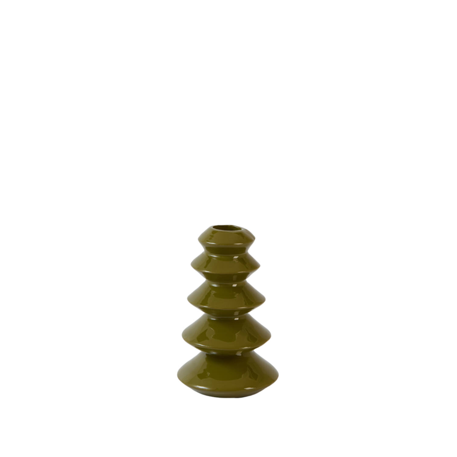 Candle stick Ø8x13 cm MERLIN shiny olive green