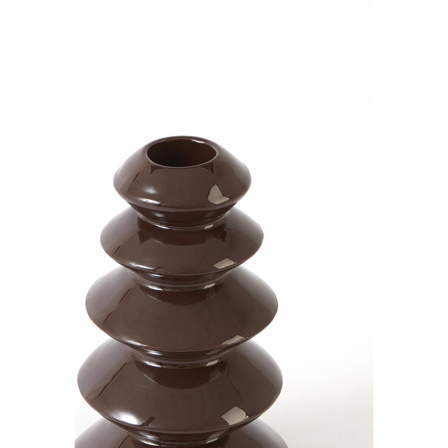 Candle stick Ø8x13 cm MERLIN shiny dark brown