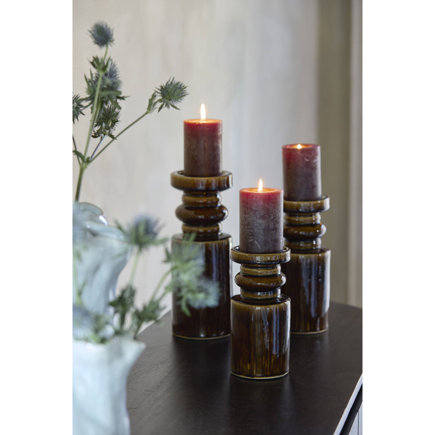 Candle stick Ø10,5x25 cm CEROU ceramics dark brown