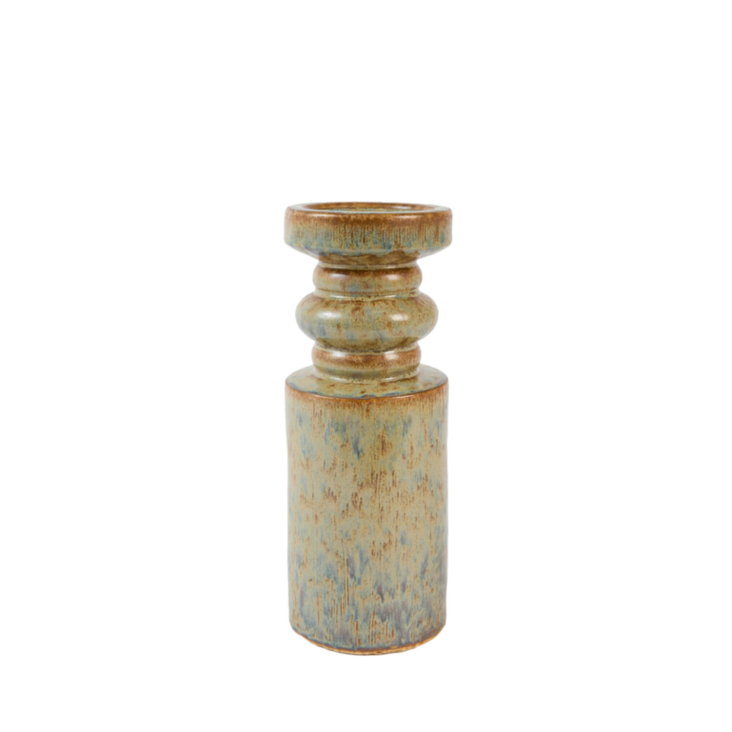 Candle stick Ø11,5x29,5 cm CEROU ceramics denim blue-brown