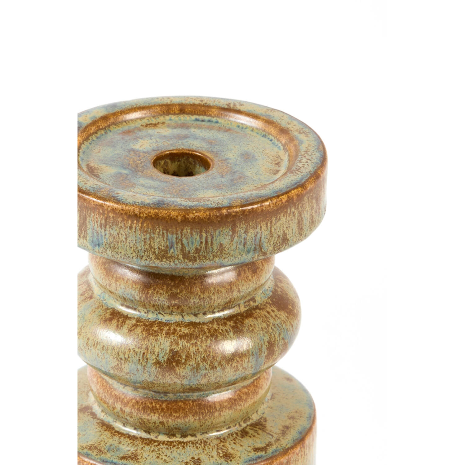 Candle stick Ø11,5x29,5 cm CEROU ceramics denim blue-brown