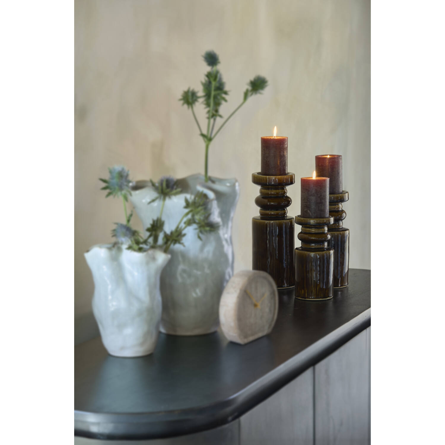 Candle stick Ø11,5x29,5 cm CEROU ceramics dark brown