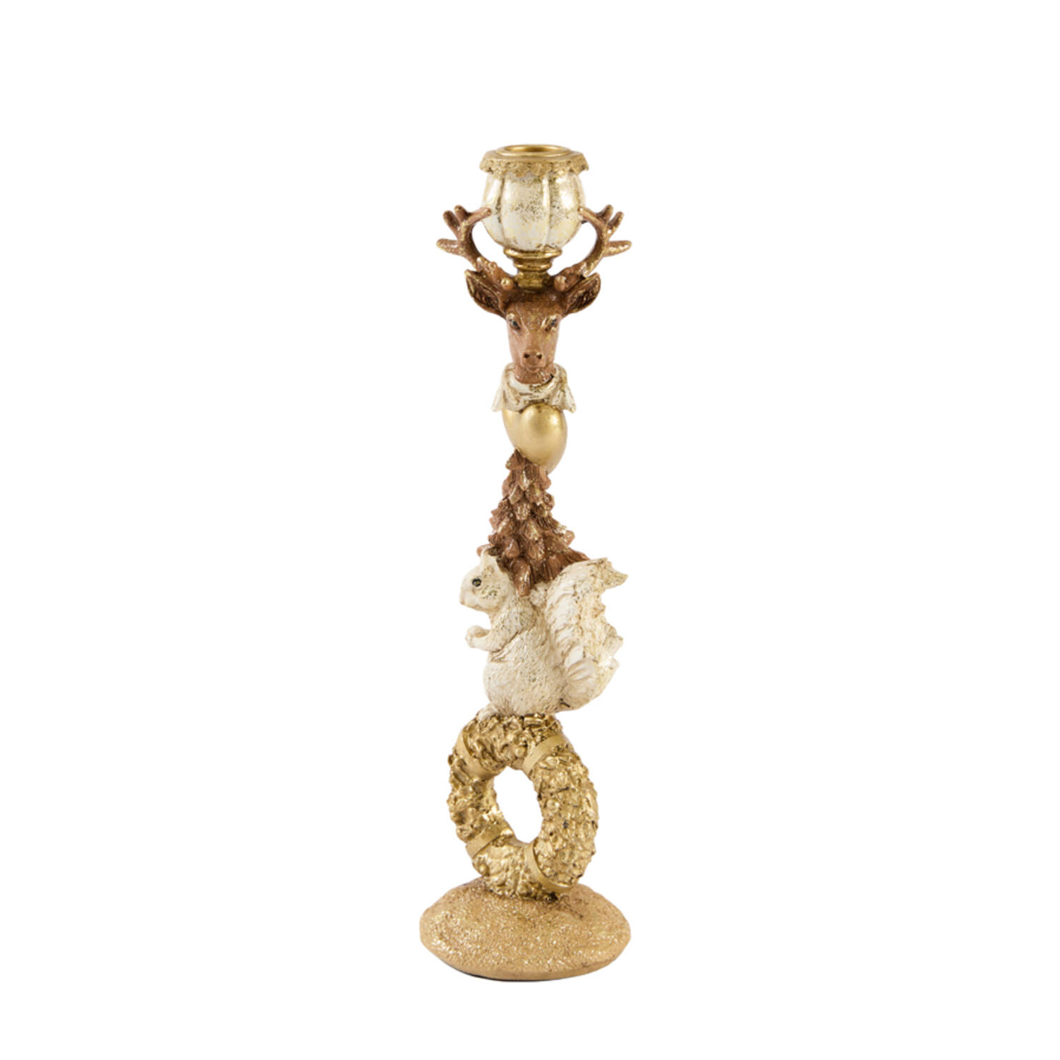 Candle stick 9,5x9x33 cm CERVINA sand+gold