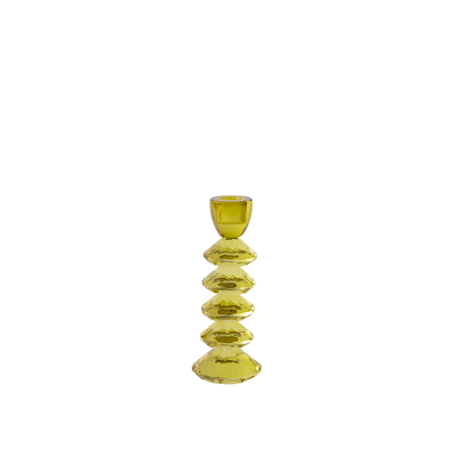 Candle stick Ø8x20 cm ROVELO glass olive green