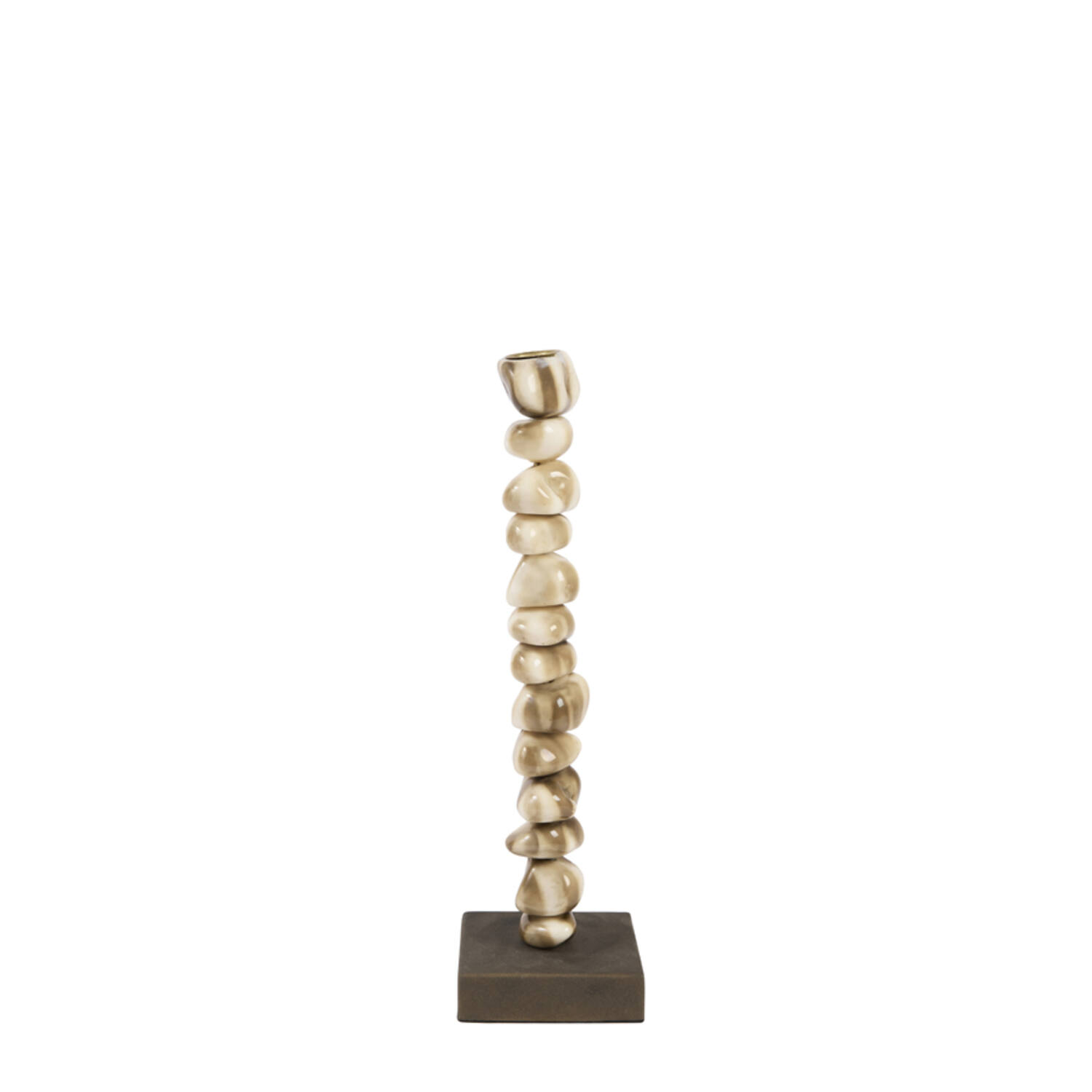 Candle stick 10x10x35 cm OMINA cream-brown+brown