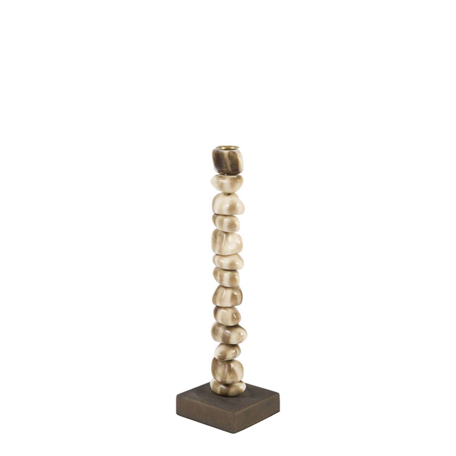 Candle stick 10x10x35 cm OMINA cream-brown+brown