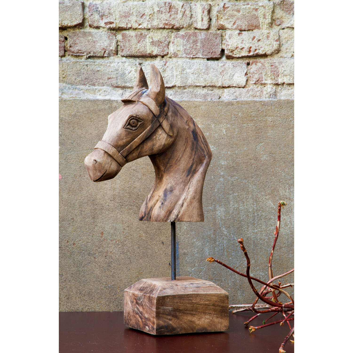 Ornament 25x14x48 cm HORSE hout weather barn