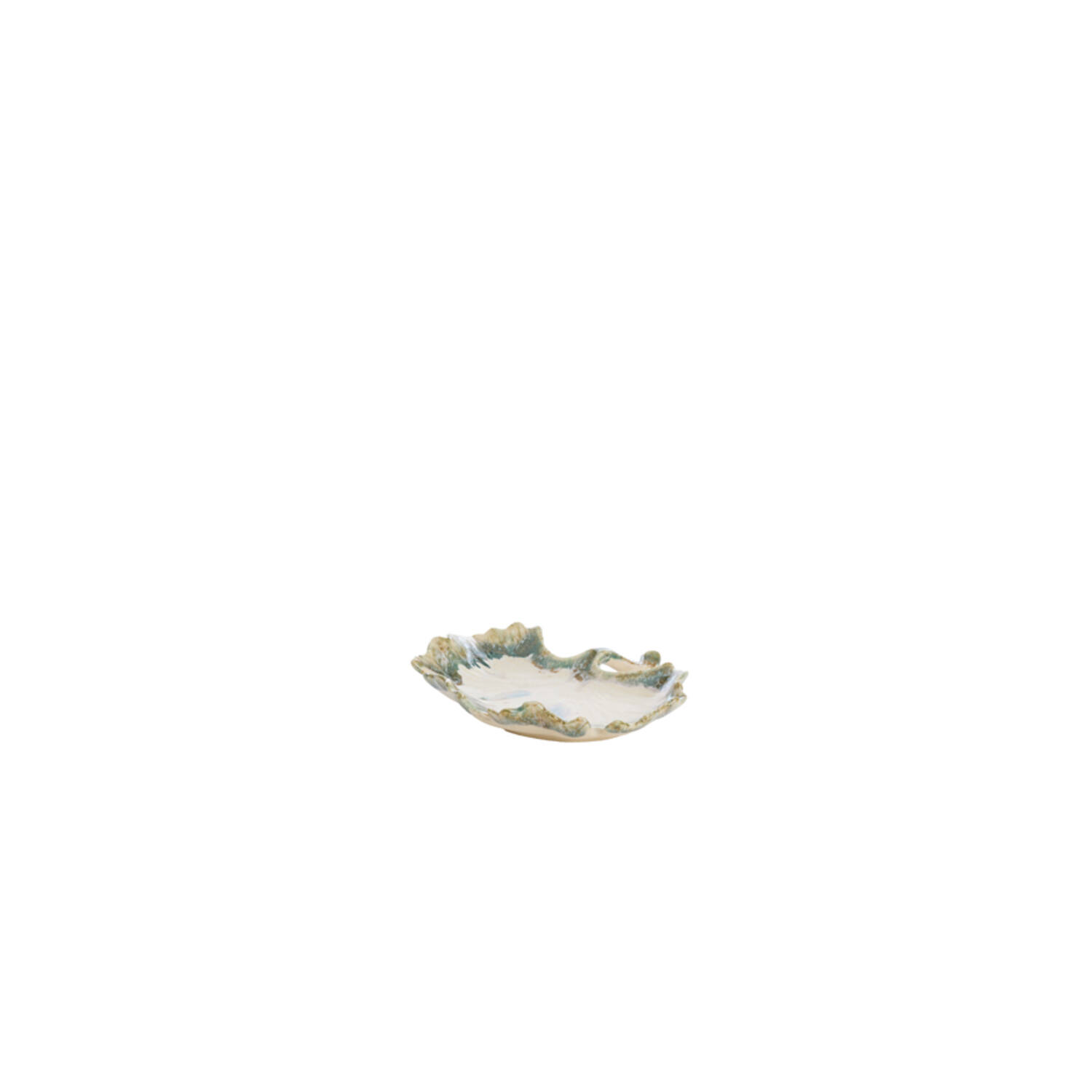 Dish 16x16x3 cm REDIU ceramics cream+olive green