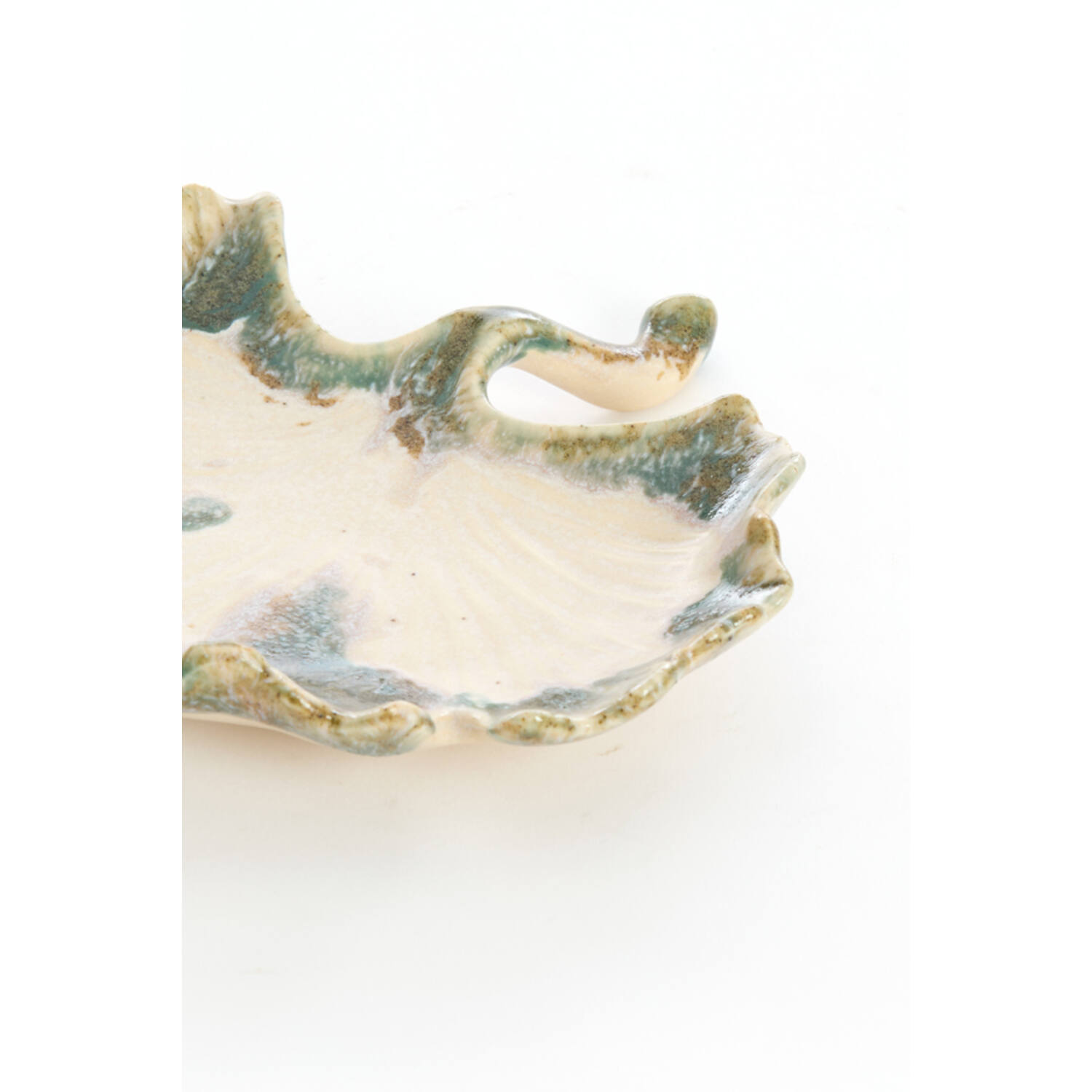 Dish 16x16x3 cm REDIU ceramics cream+olive green