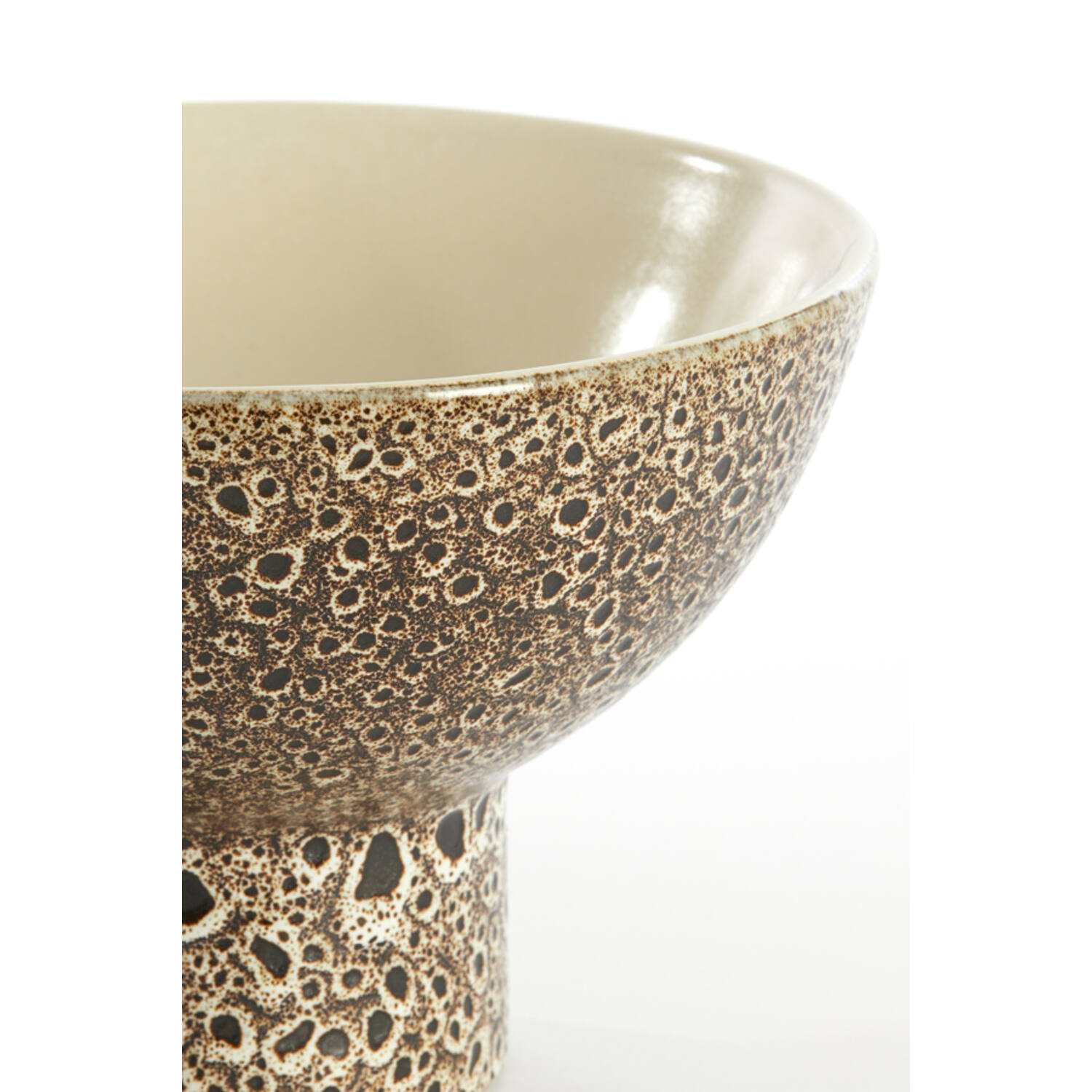 Dish on base Ø31,5x21 cm KAVALA ceramics cream+black