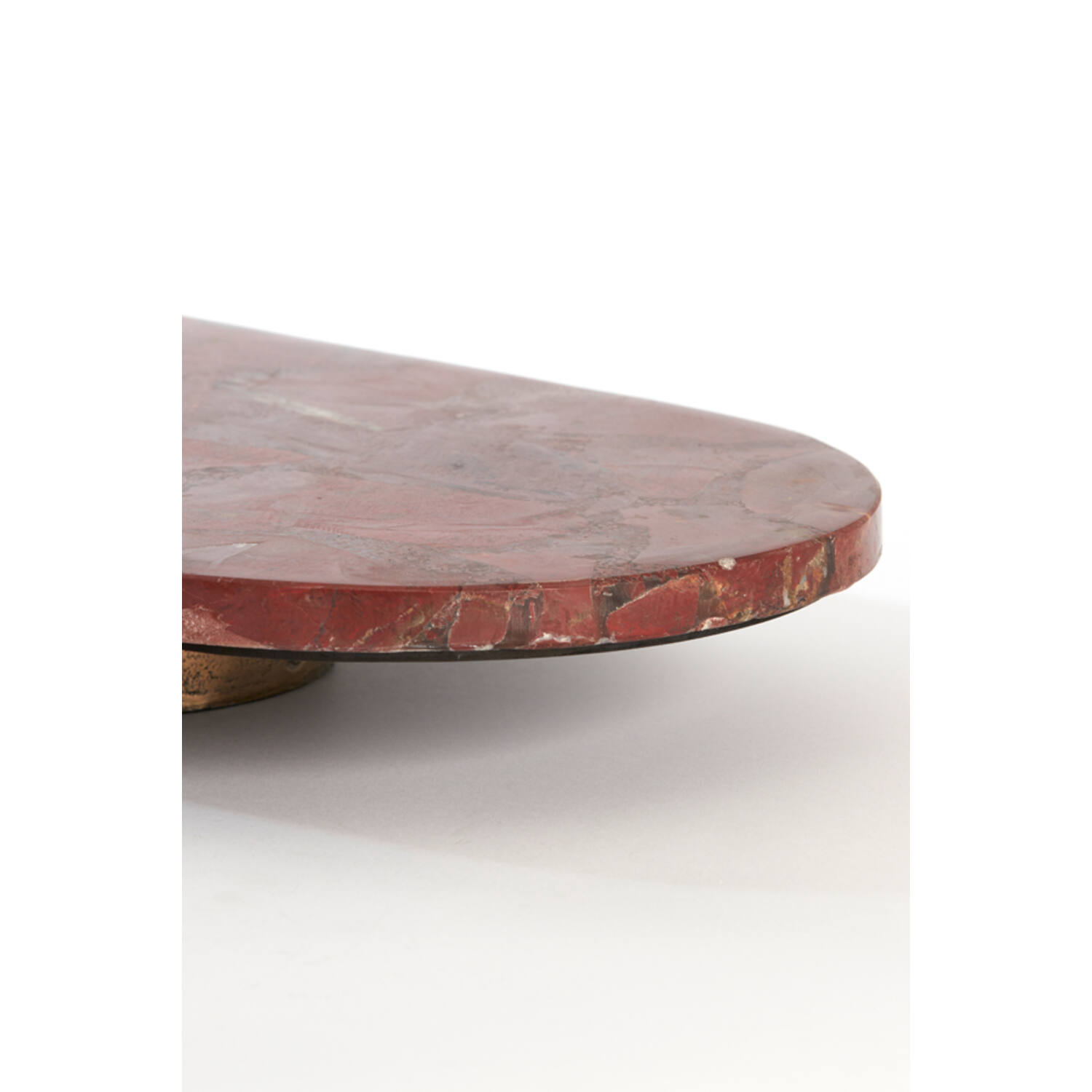 Schaal op voet 36x17x4,5 cm BELO rood agaat+antiek brons