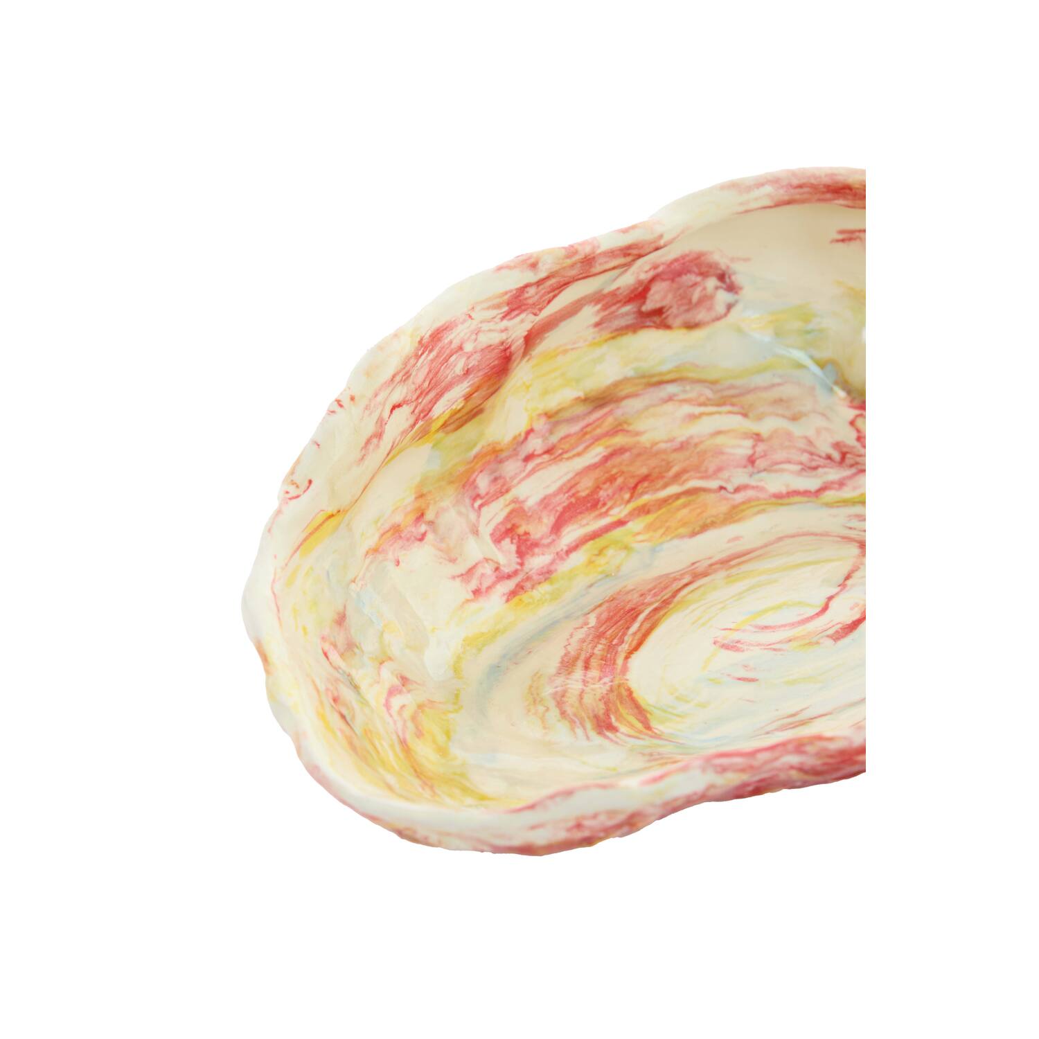 Dish 14,5x9x4 cm KALAKO ceramics cream+red+yellow
