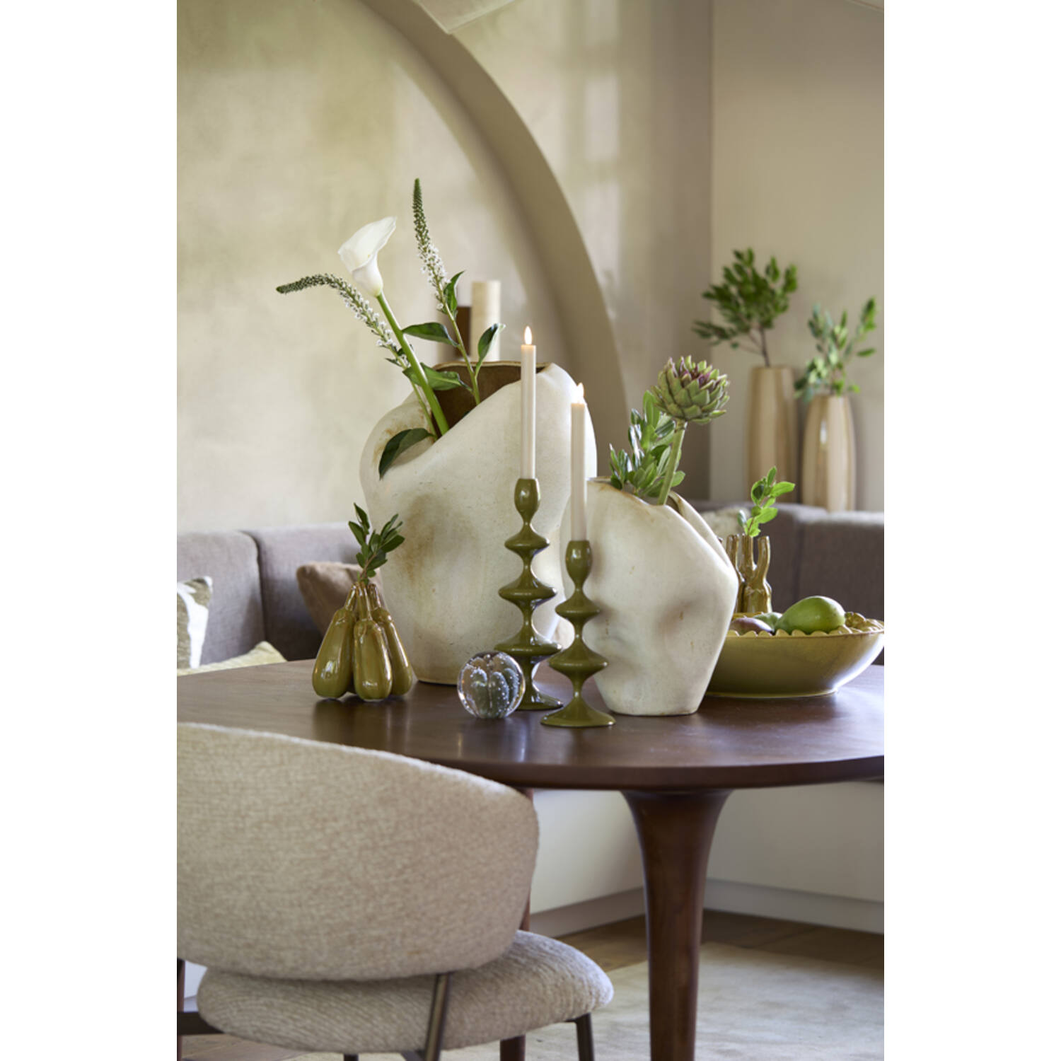 Dish Ø43x12 cm ANABELA ceramics olive green-brown