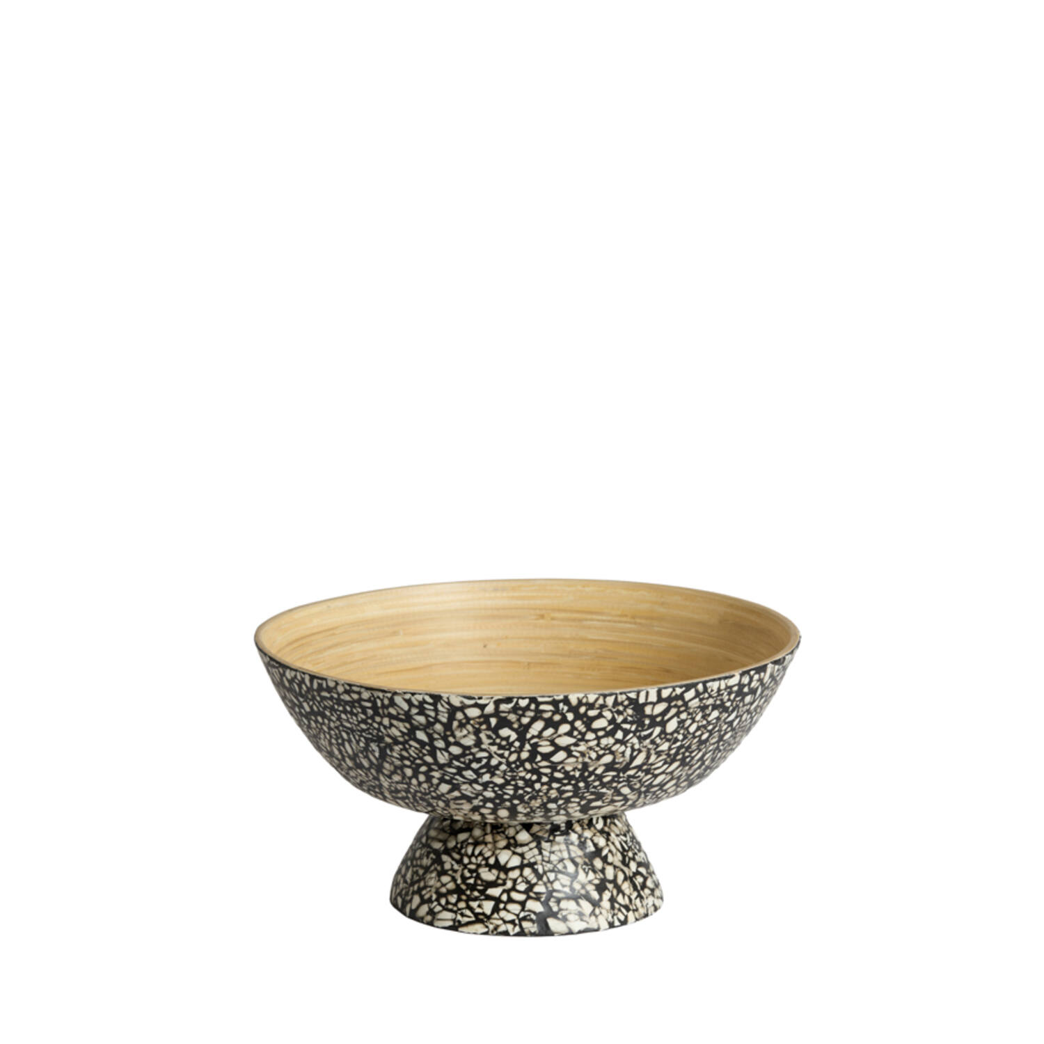 Dish Ø30x15 cm GRACIO bamboo natural+black-cream