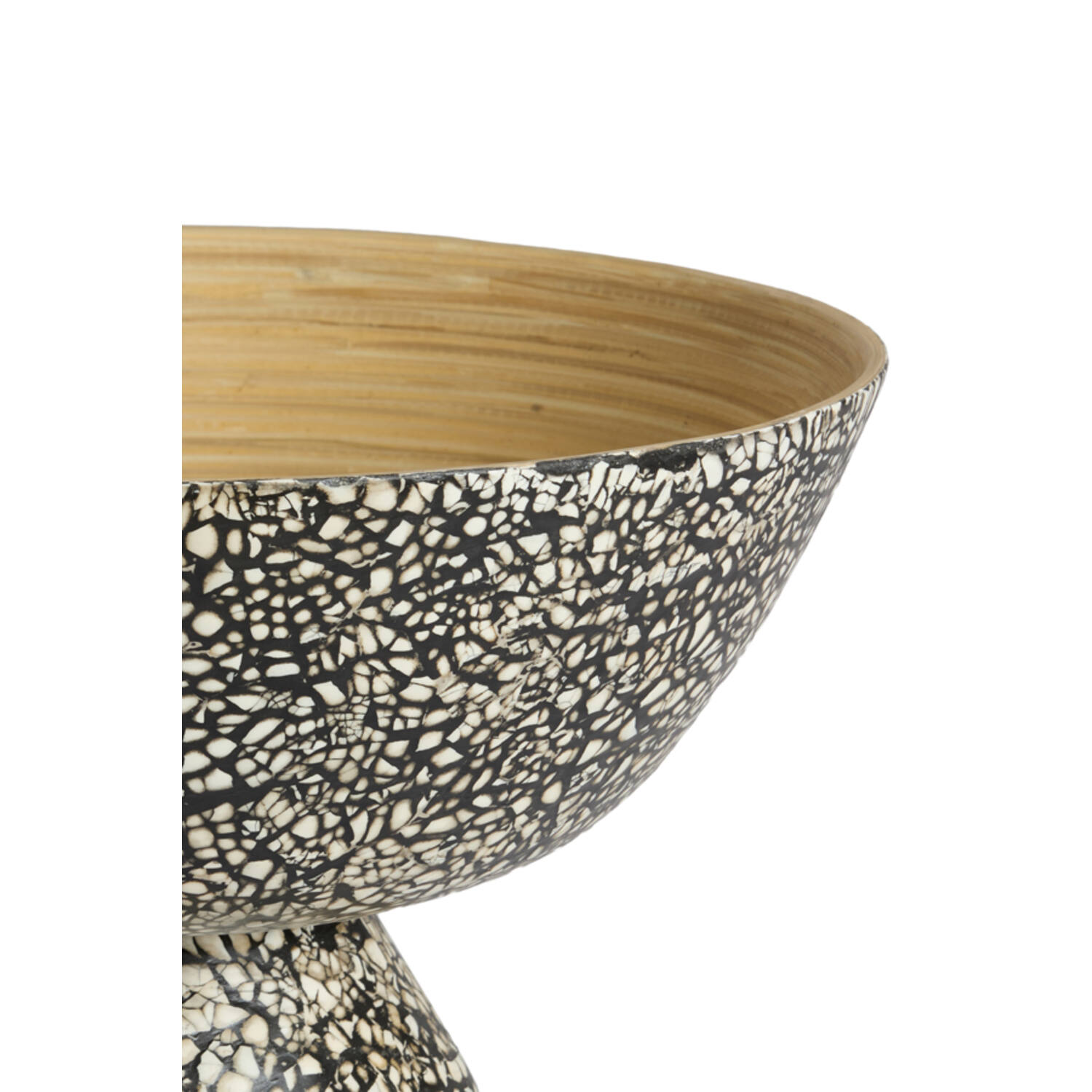 Dish Ø30x15 cm GRACIO bamboo natural+black-cream