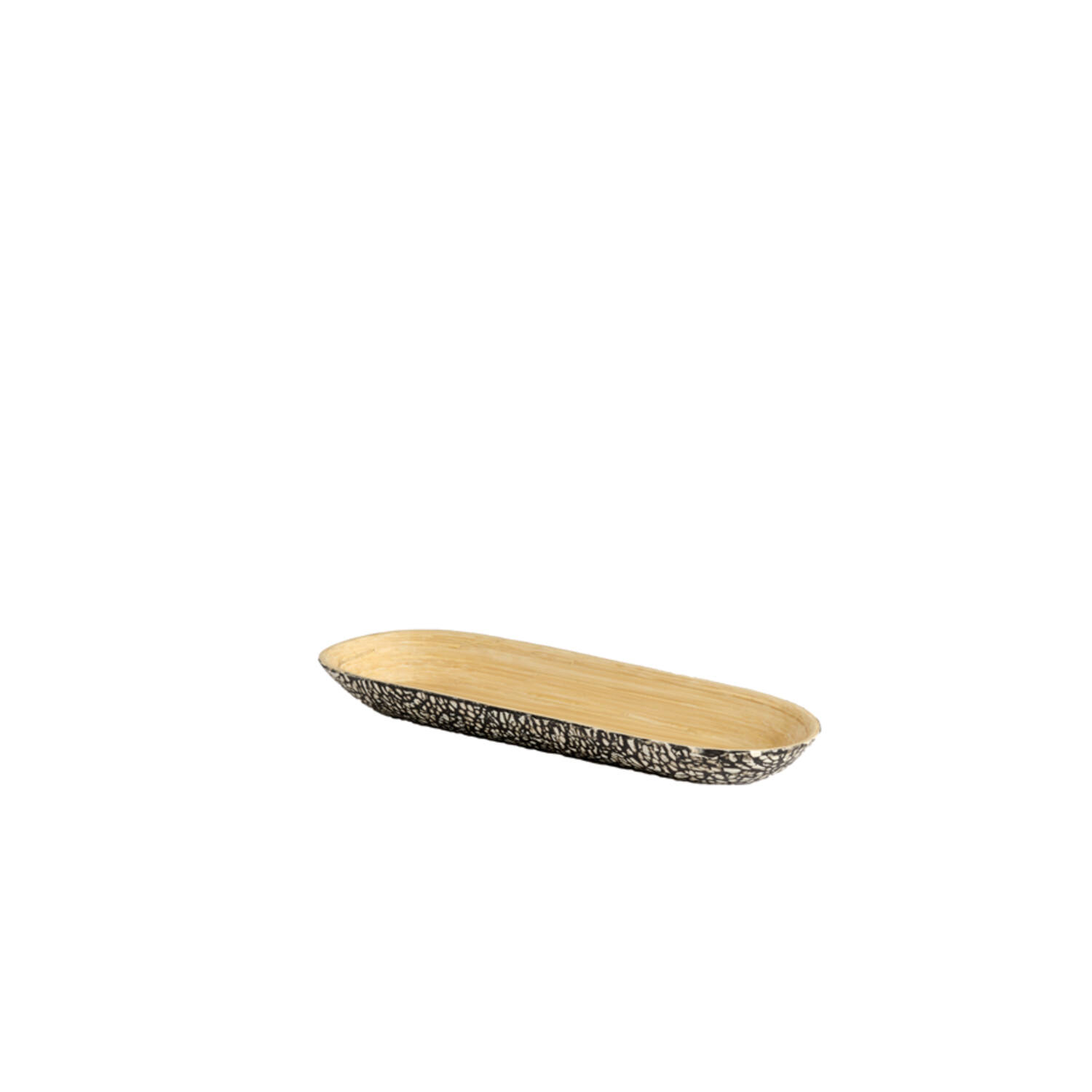 Dish 46x15x4 cm CARMONA bamboo natural+black-cream
