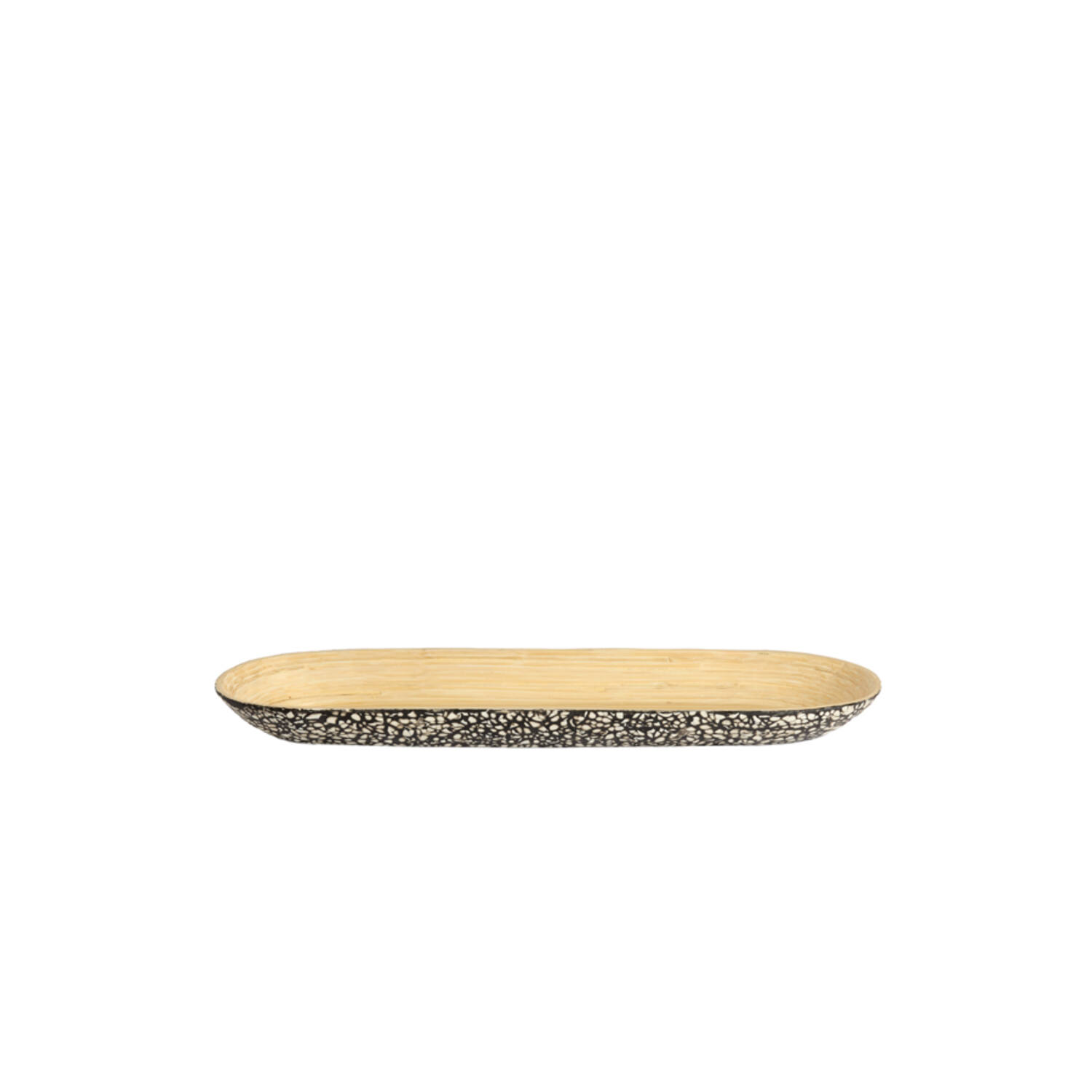 Dish 52x18x4 cm CARMONA bamboo natural+black-cream