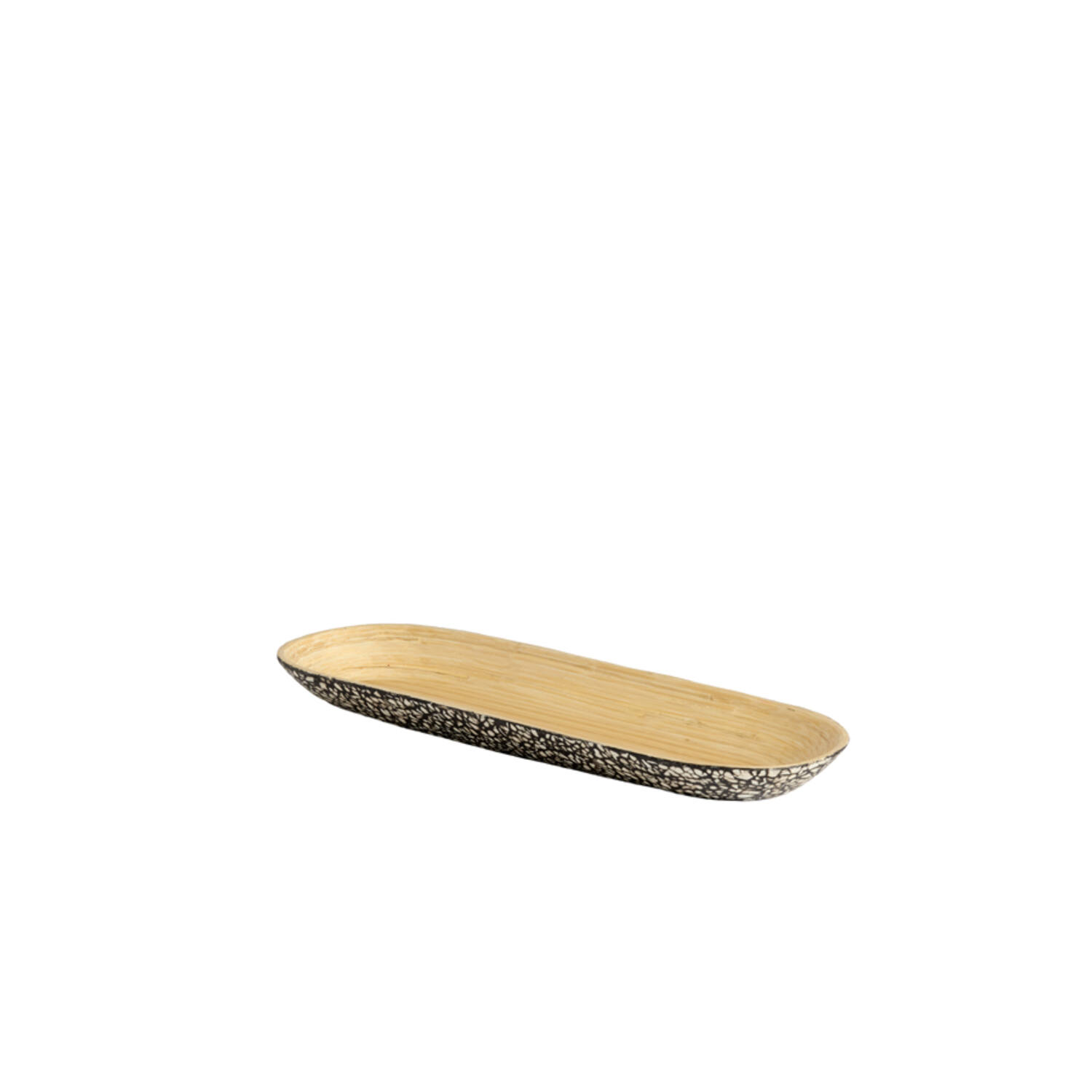 Dish 52x18x4 cm CARMONA bamboo natural+black-cream