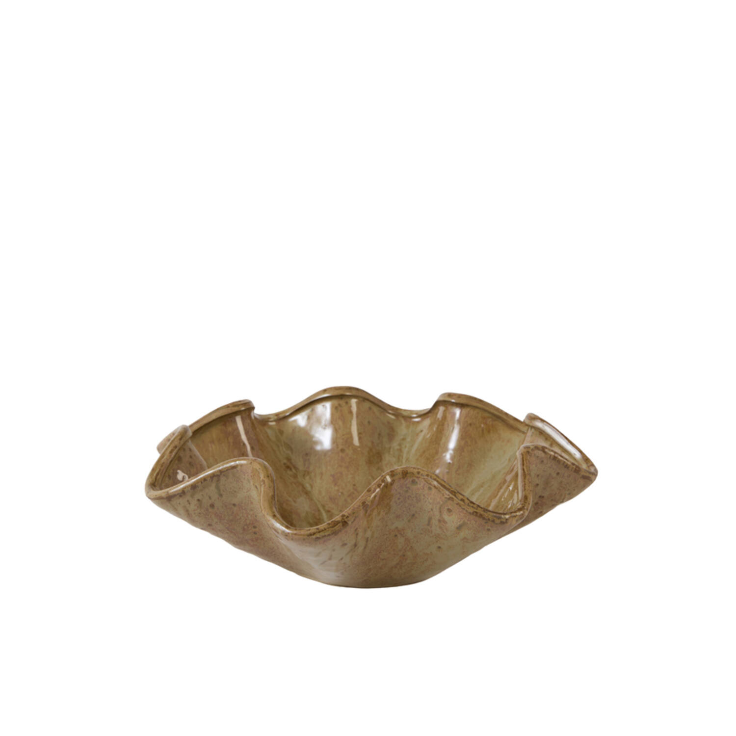 Dish Ø35x10 cm GODENI ceramics brown-olive green