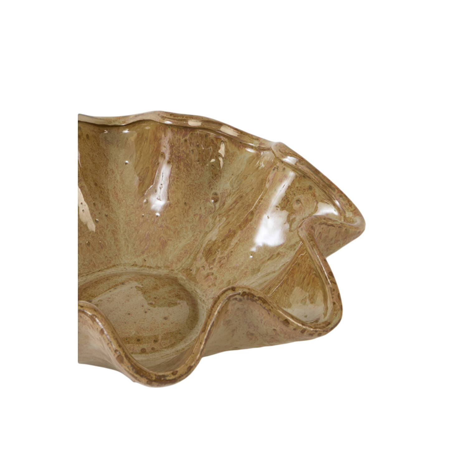 Dish Ø35x10 cm GODENI ceramics brown-olive green