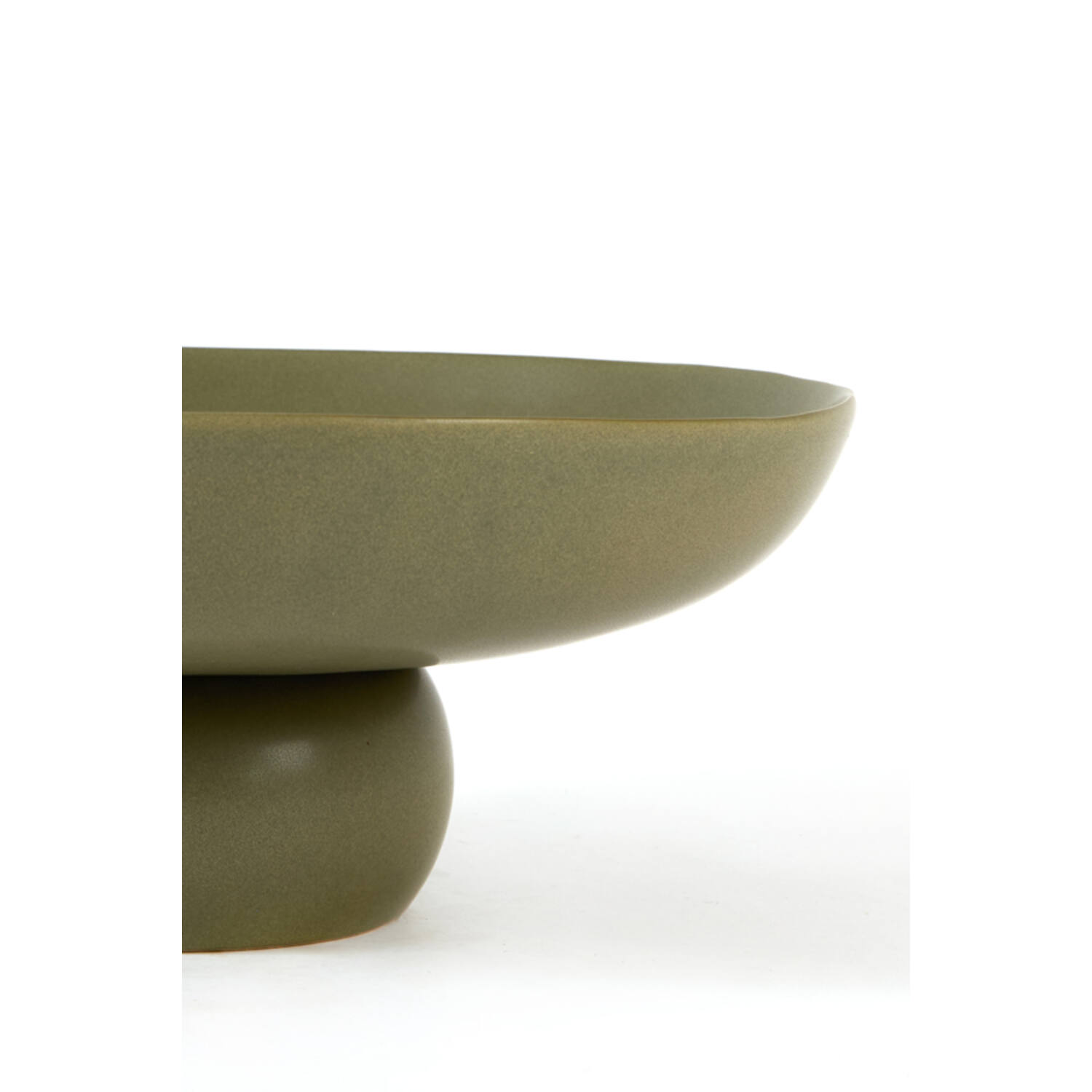 Dish on base Ø34x13,5 cm GOLANI ceramics olive green