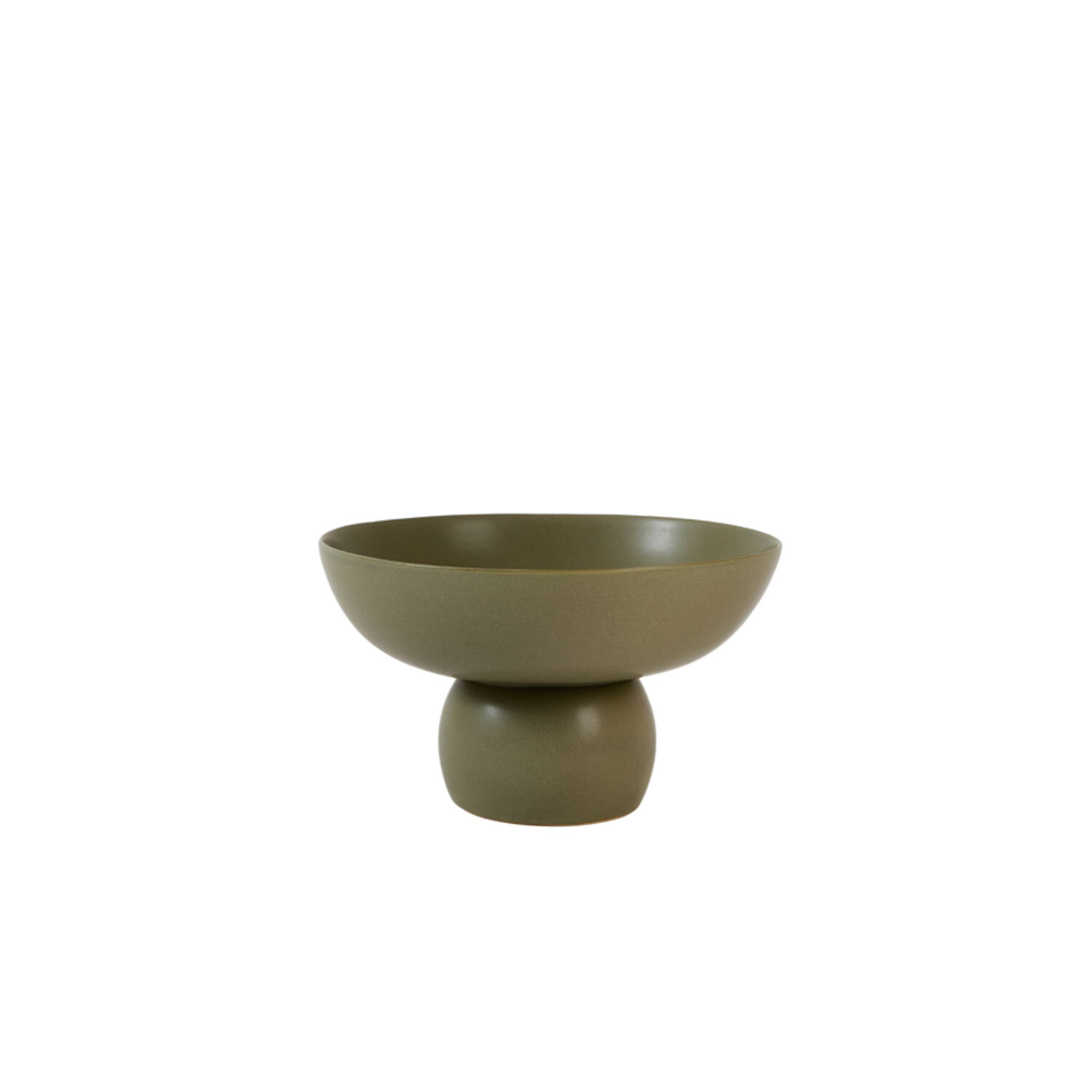Dish on base Ø29,5x16 cm GOLANI ceramics olive green