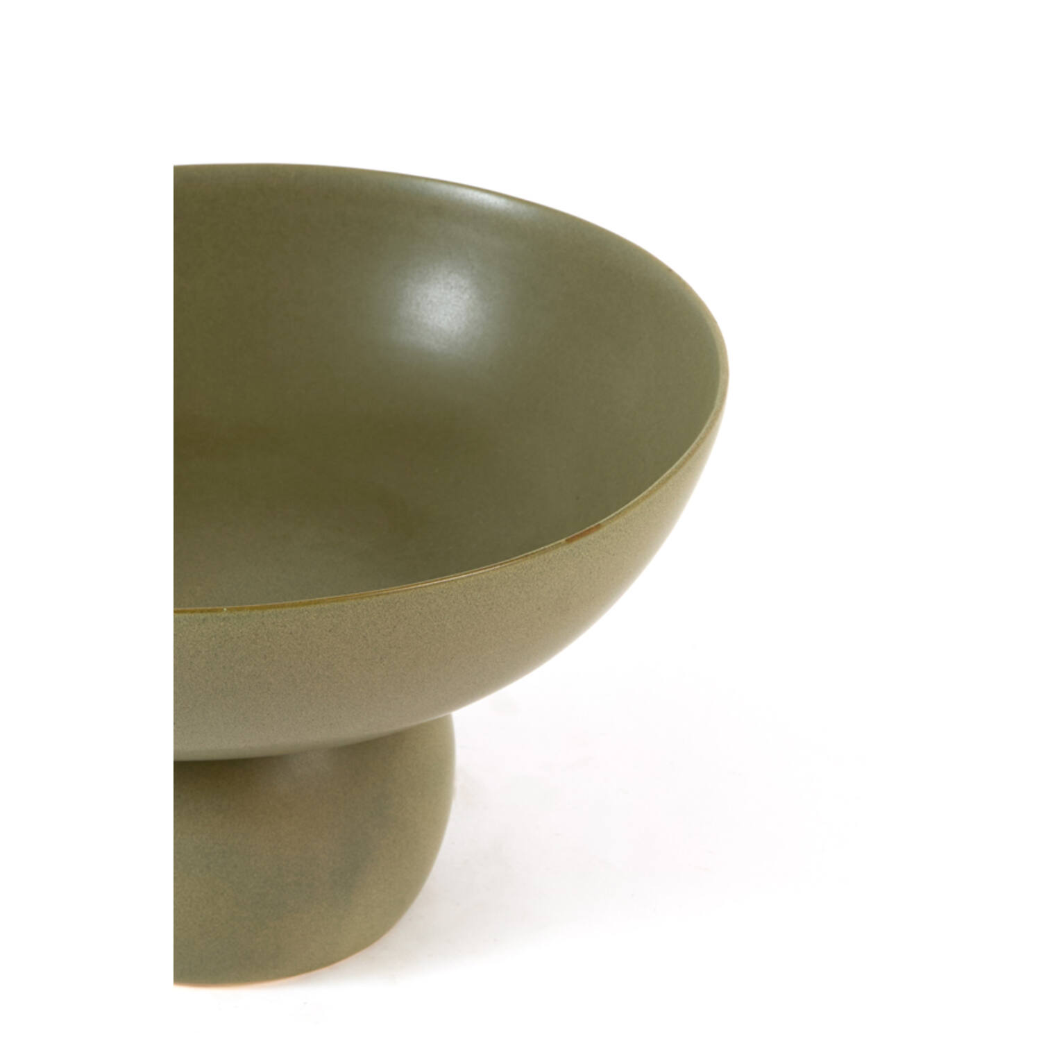 Dish on base Ø29,5x16 cm GOLANI ceramics olive green