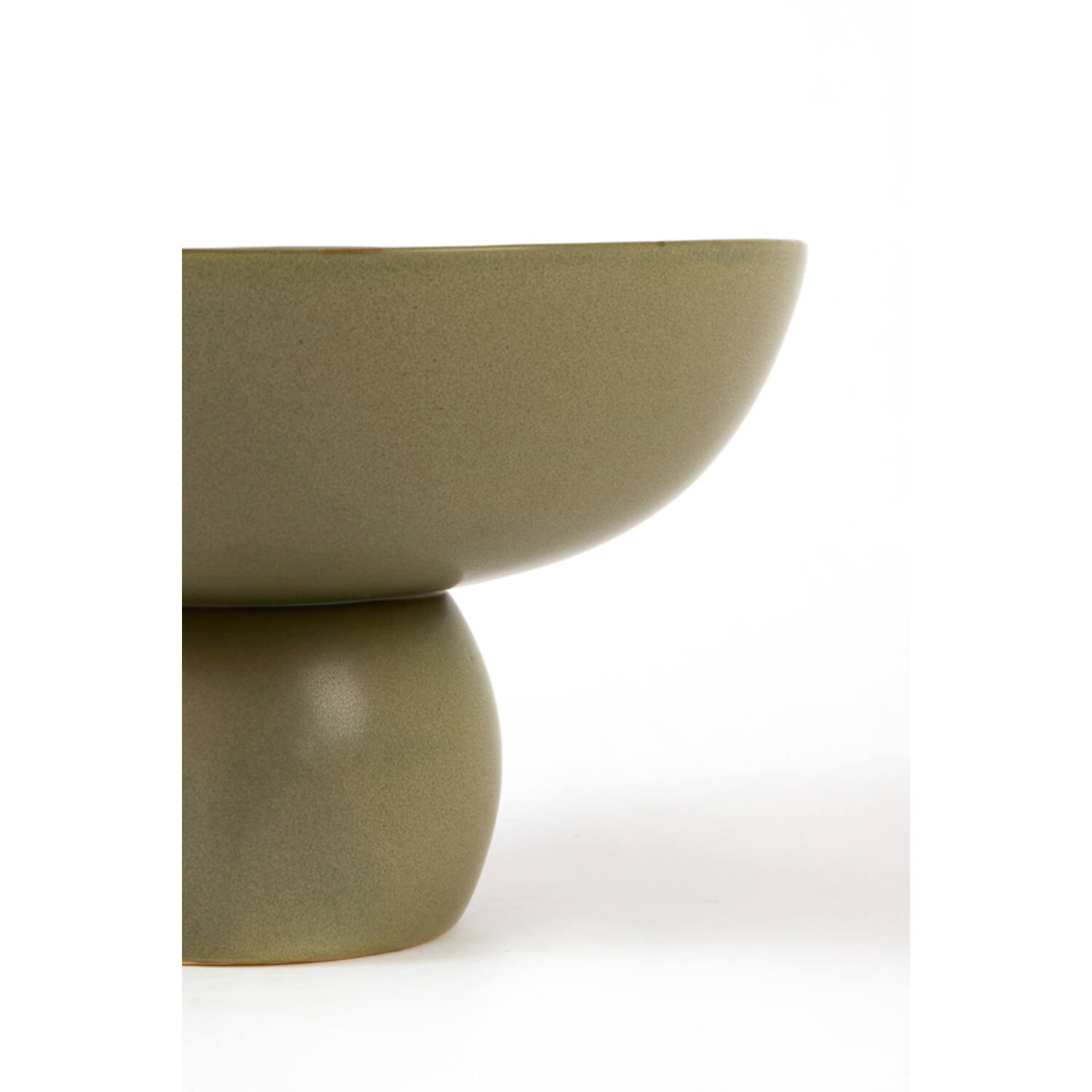 Dish on base Ø29,5x16 cm GOLANI ceramics olive green