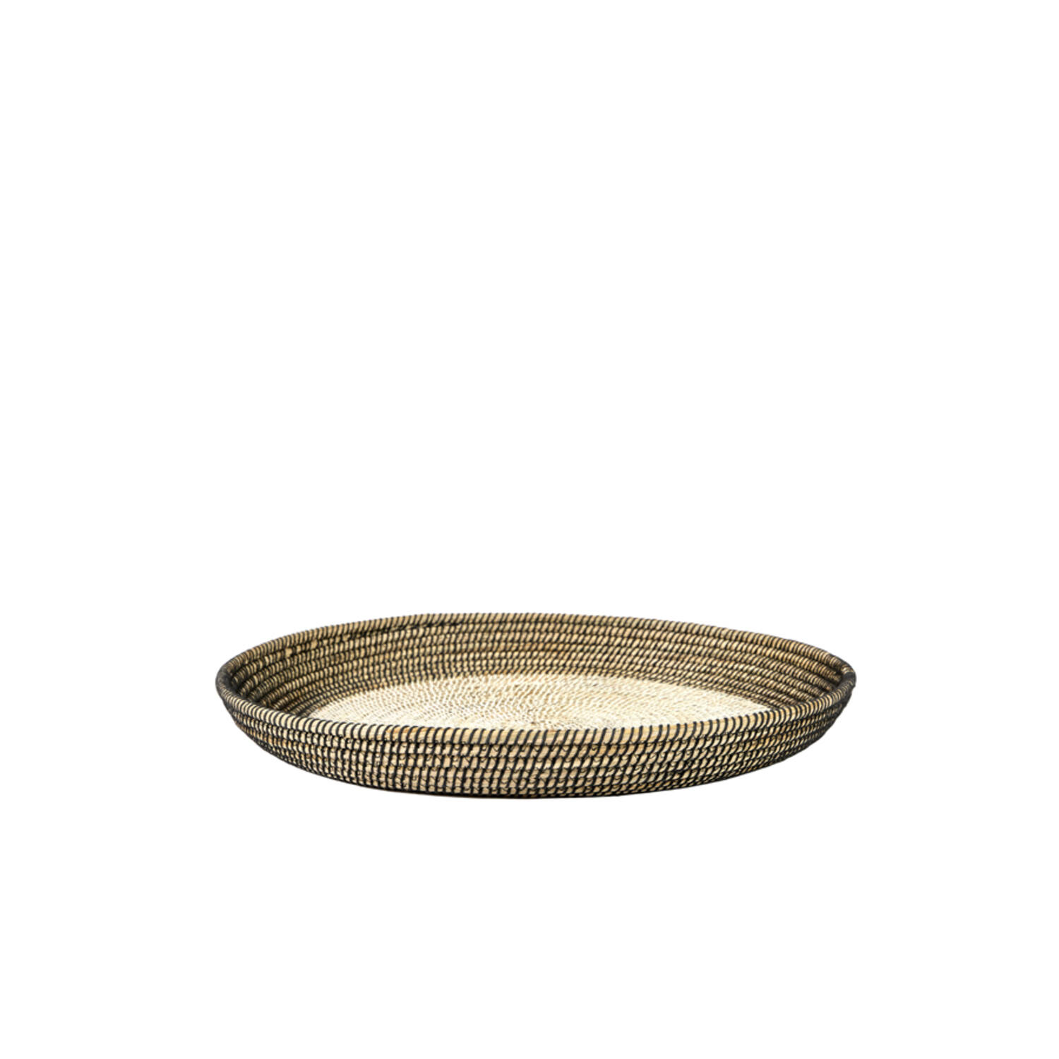 Dish/wall orn S/2 Ø40x4,5+Ø50x6 cm BURICA seagrass nat+black